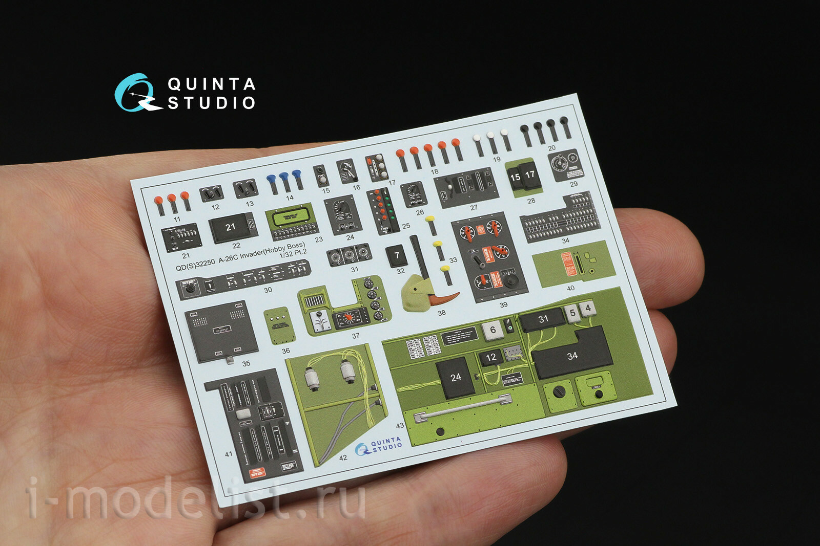 QDS-32250 Quinta Studio 1/32 3D Декаль интерьера кабины A-26C Invader (HobbyBoss) (малая версия)