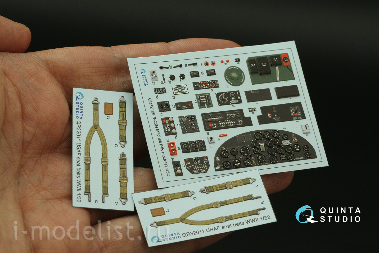 QD32199 Quinta Studio 1/32 3D Декаль интерьера кабины B-25H Mitchell (HK models)