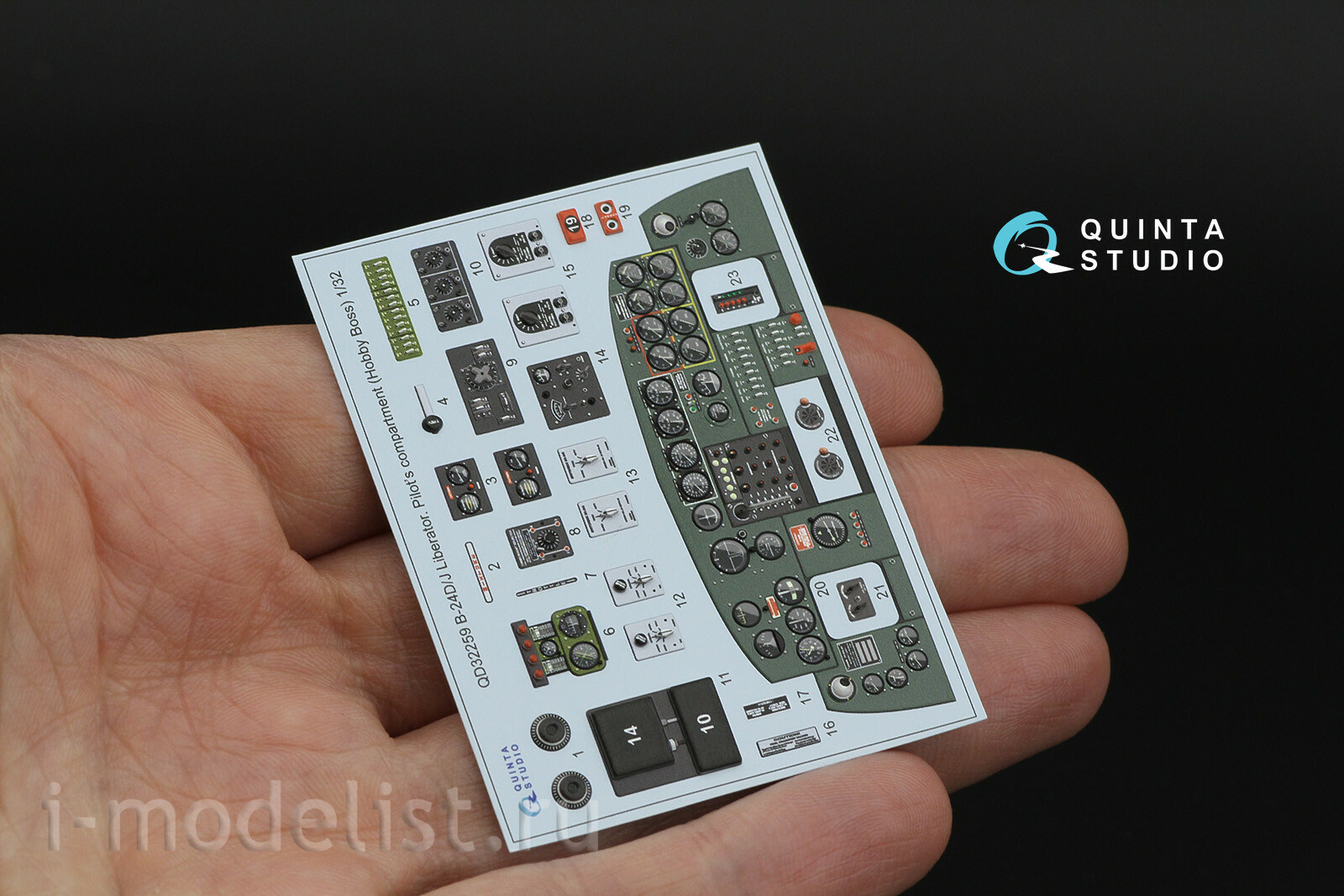 QD32259 Quinta Studio 1/32 3D Декаль интерьера кабины B-24D/B-24J Liberator: отсек пилотов (HobbyBoss)