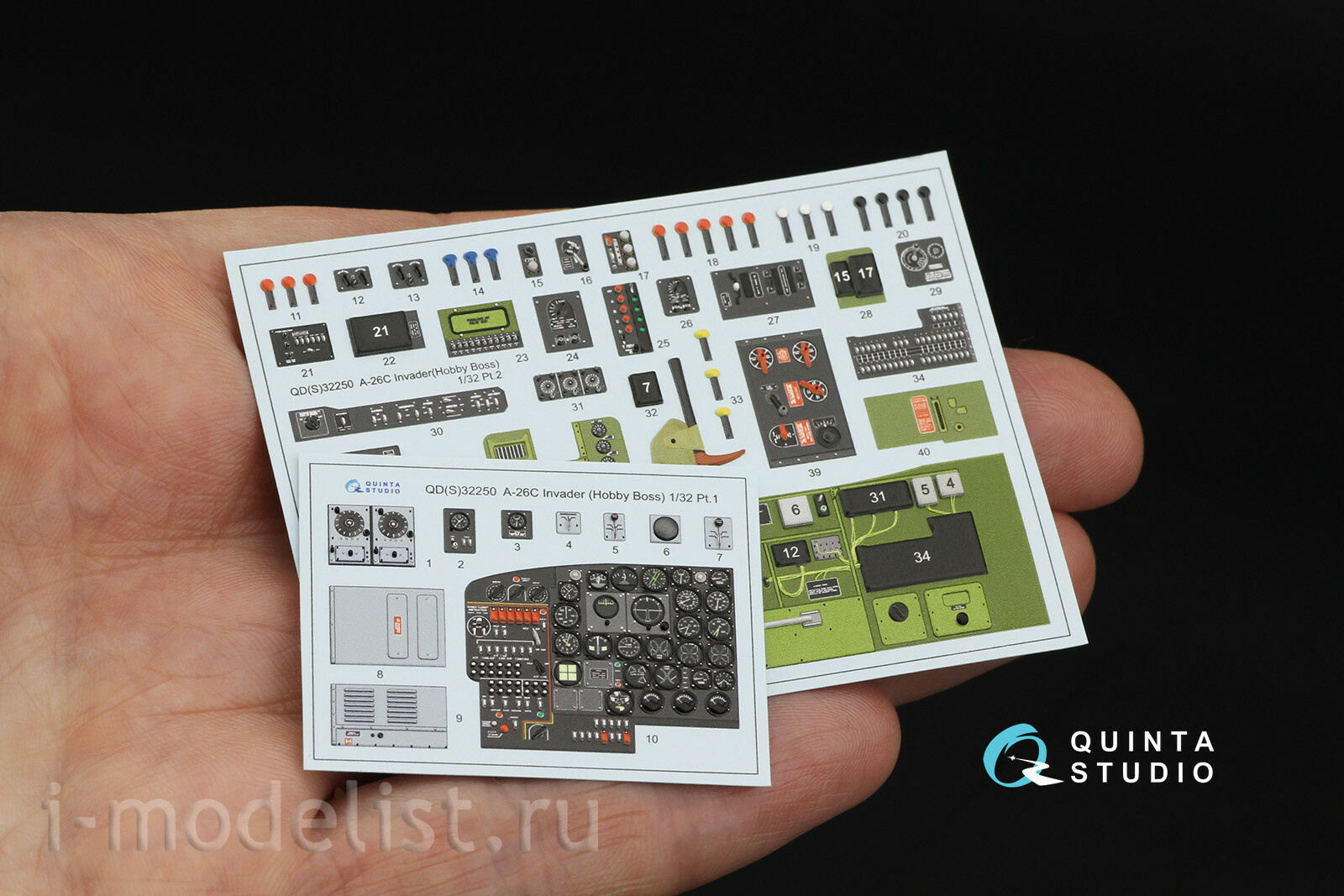 QDS-32250 Quinta Studio 1/32 3D Декаль интерьера кабины A-26C Invader (HobbyBoss) (малая версия)