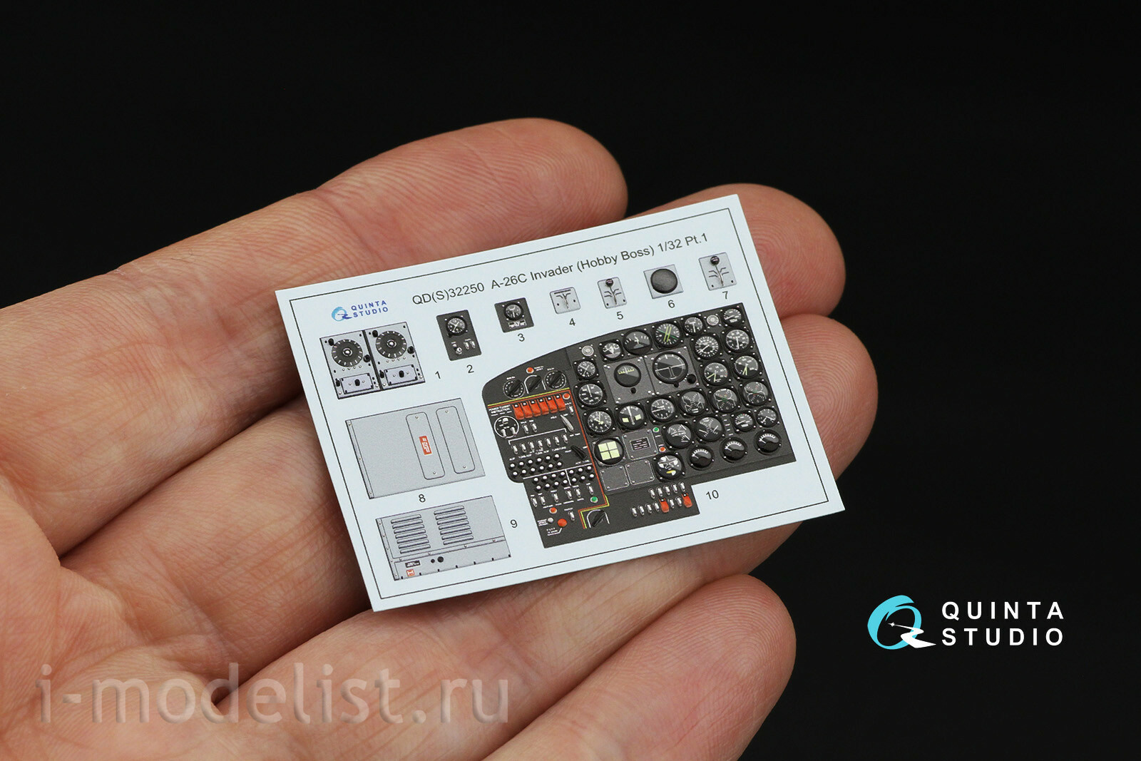 QDS-32250 Quinta Studio 1/32 3D Декаль интерьера кабины A-26C Invader (HobbyBoss) (малая версия)