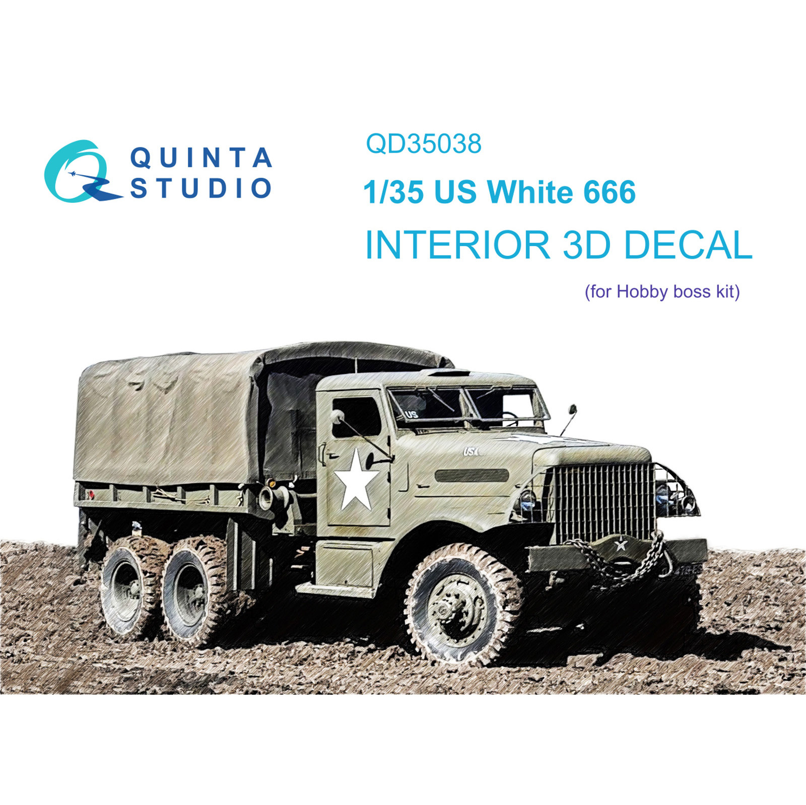 QD35038 Quinta Studio 1/35 3D Декаль интерьера кабины US White 666 (HobbyBoss)