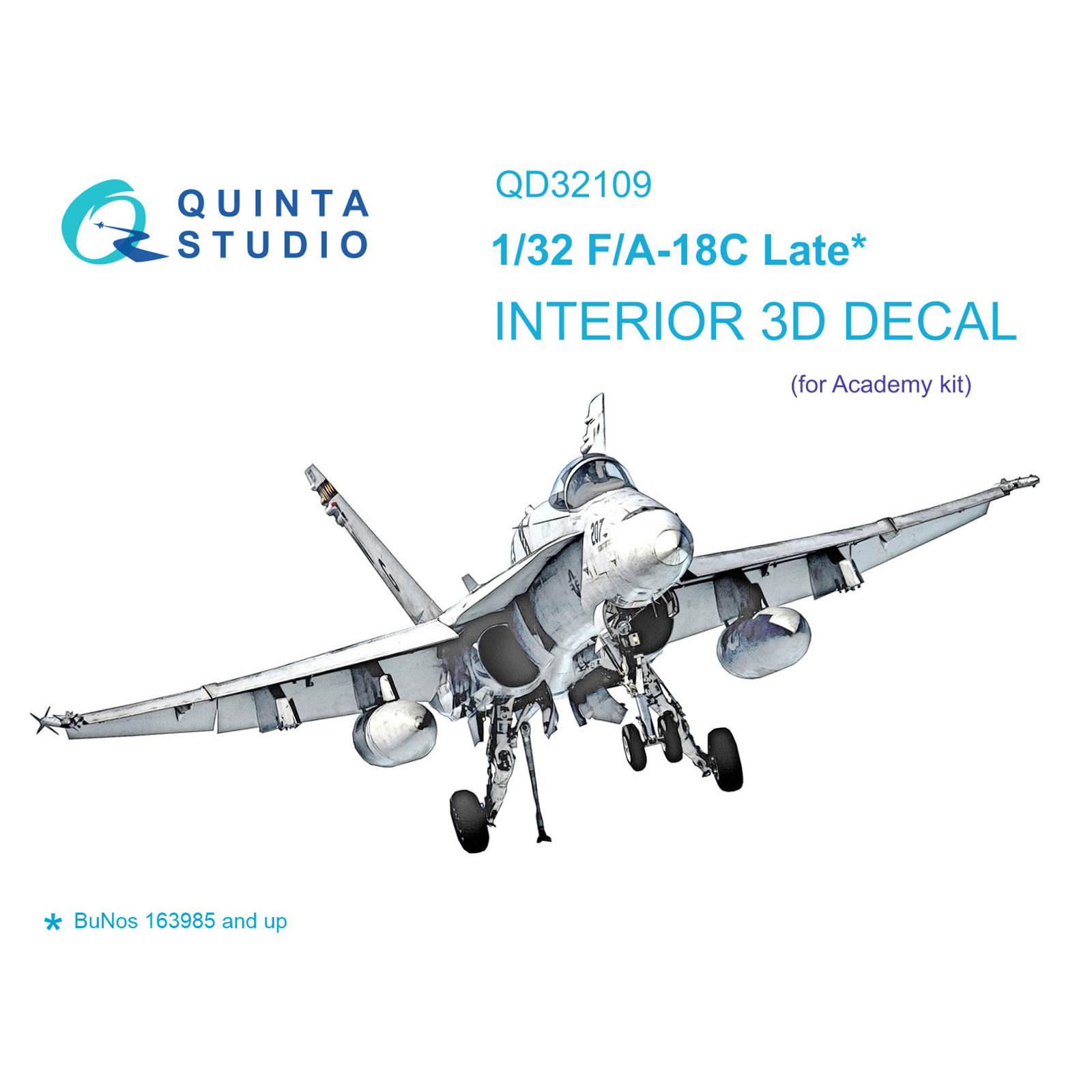 QD32109 Quinta Studio 1/32 3D Декаль интерьера кабины F/A-18C Late (Academy)