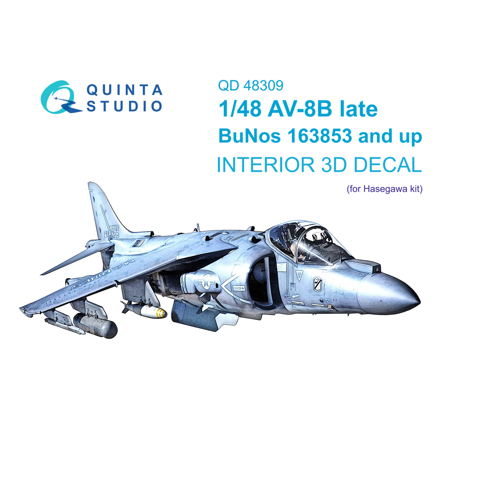 QD48309 Quinta Studio 1/48 3D Декаль интерьера кабины AV-8B Late (Hasegawa)