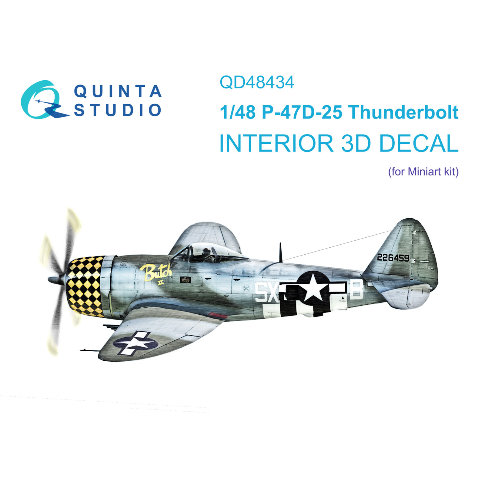 QD48434 Quinta Studio 1/48 3D Декаль интерьера кабины P-47D-25 Thunderbolt (Miniart)