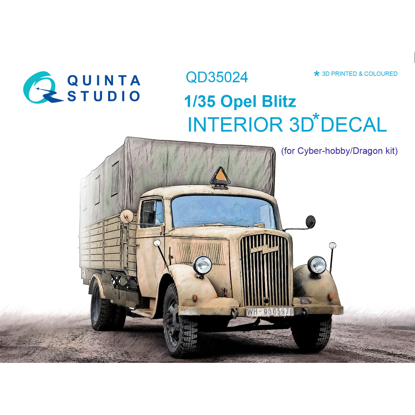 QD35024 Quinta Stuido 1/35 3D Декаль интерьера кабины для Opel Blitz (для модели Cyber-hobby/Dragon)