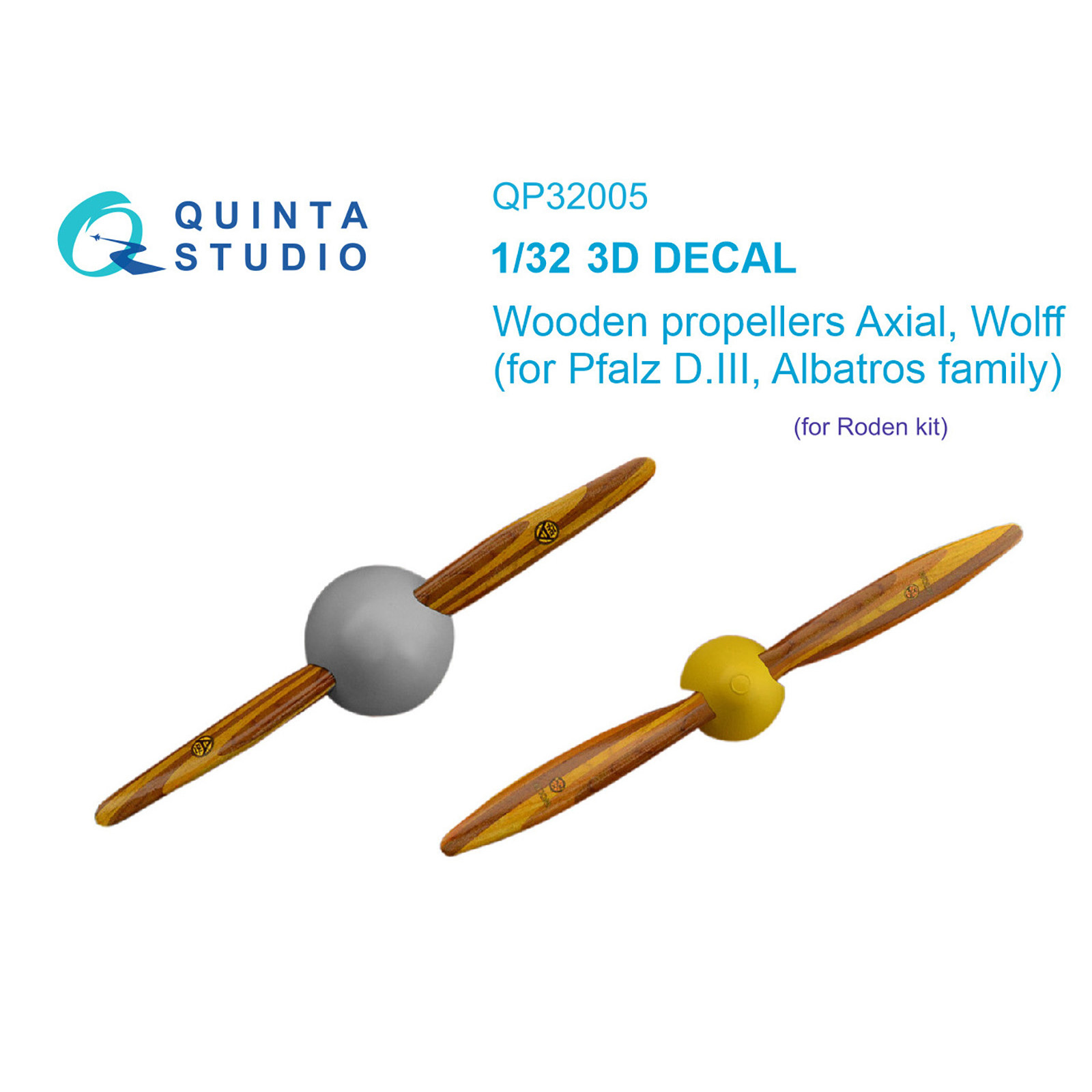 QP32005 Quinta Studio 1/32 Деревянные воздушные винты Axial Wolff (Roden)