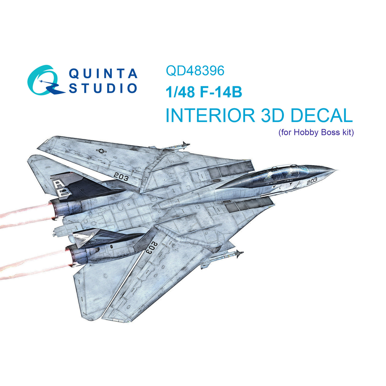 QD48396 Quinta Studio 1/48 3D Декаль интерьера кабины F-14B (HobbyBoss)