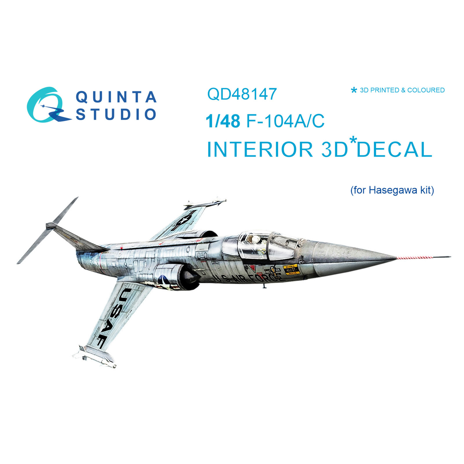 QD48147 Quinta Studio 1/48 3D Декаль интерьера кабины F-104A/C (для модели Hasegawa)