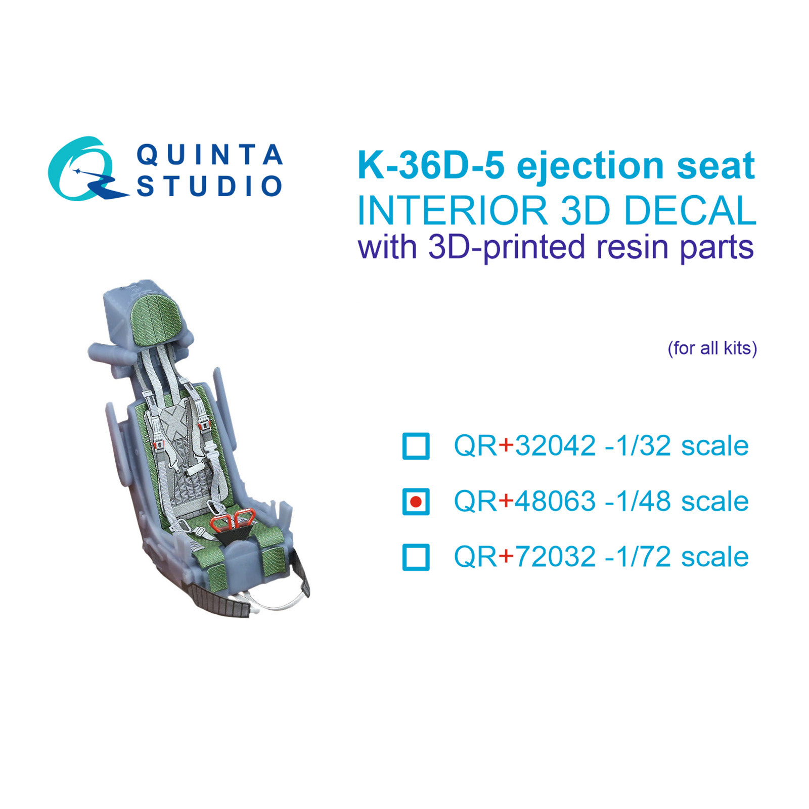 QR+48063 Quinta Studio 1/48 Катапультное кресло К-36Д-5 (для С-35, С-57) (Для всех моделей)
