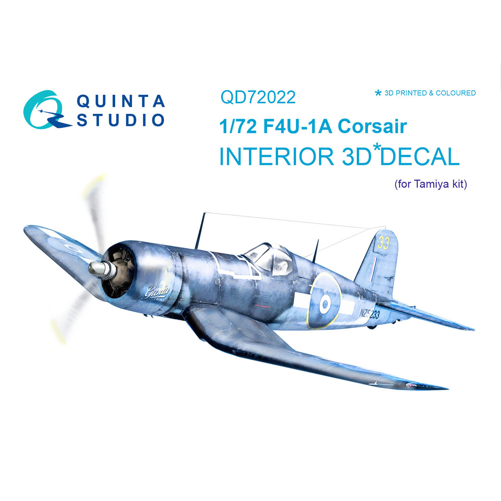 QD72022 Quinta Studio 1/72 3D Декаль интерьера кабины F4U-1A Corsair (для модели Tamiya)
