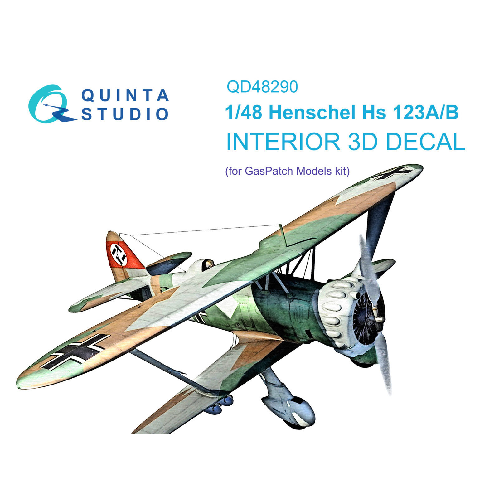 QD48290 Quinta Studio 1/48 3D Декаль интерьера кабины Henschel Hs 123A/B (GasPatch models)