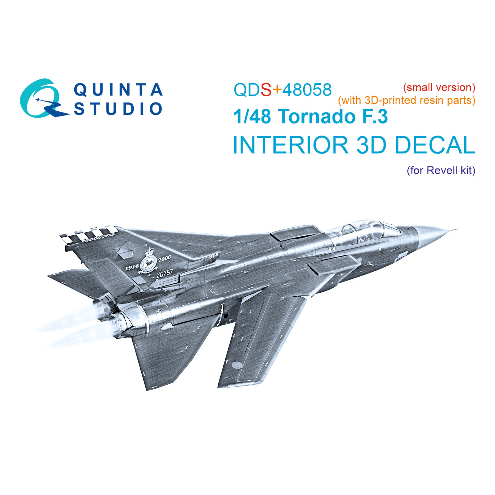 QDS+48058 Quinta Studio 1/72 3D Декаль интерьера для Tornado F.3 (Revell) (малая версия) (с 3D-печатными деталями)
