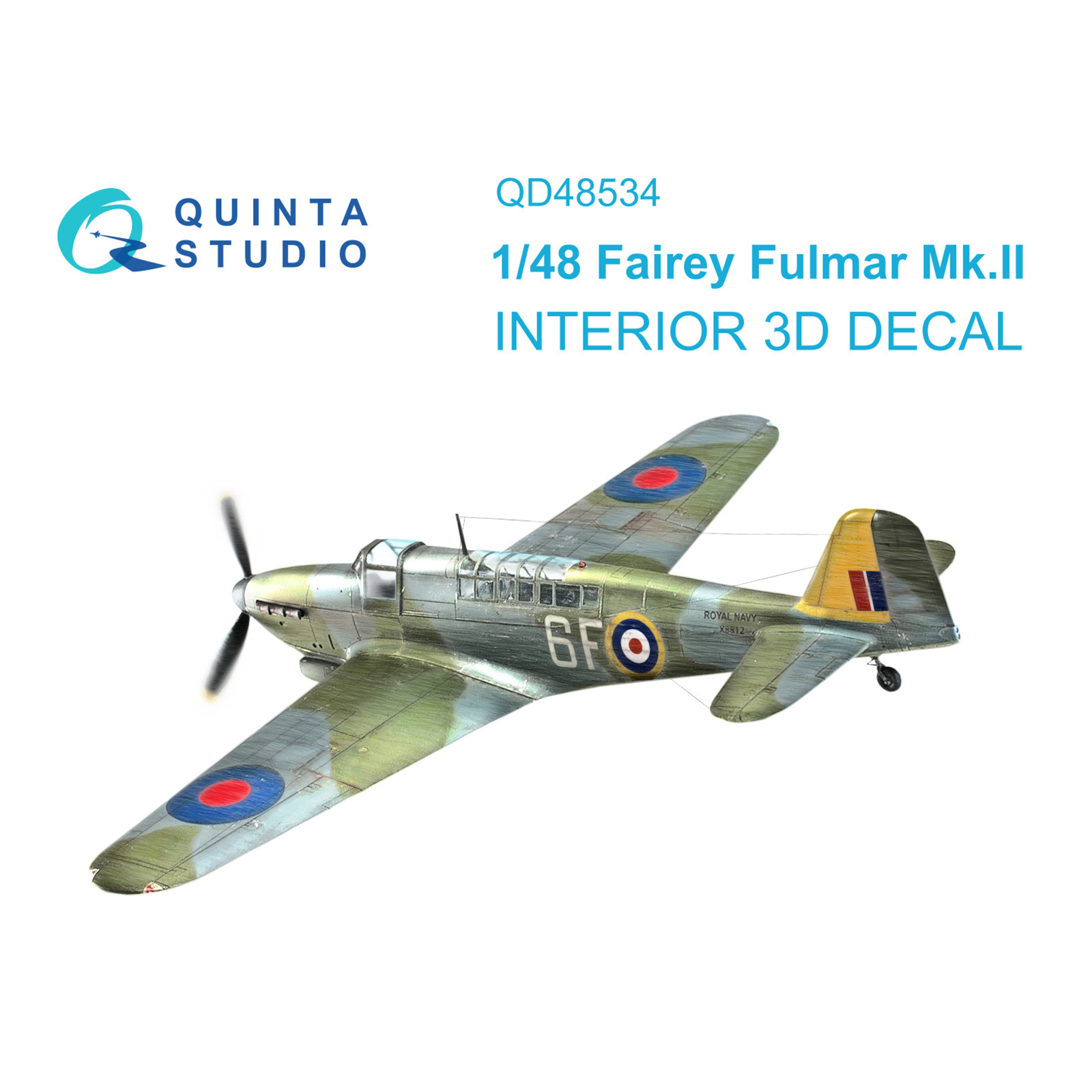 QD48534 Quinta Studio 1/48 3D Декаль интерьера кабины Fairey Fulmar Mk.II (Трубач)
