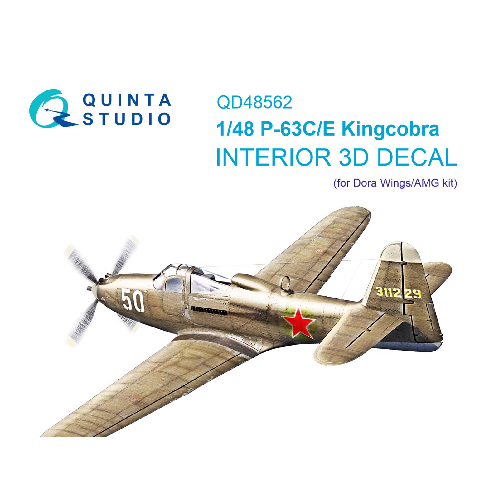 QD48562 Quinta Studio 1/48 3D Декаль интерьера кабины P-63C/E Kingcobra (Dora Wings/AMG)