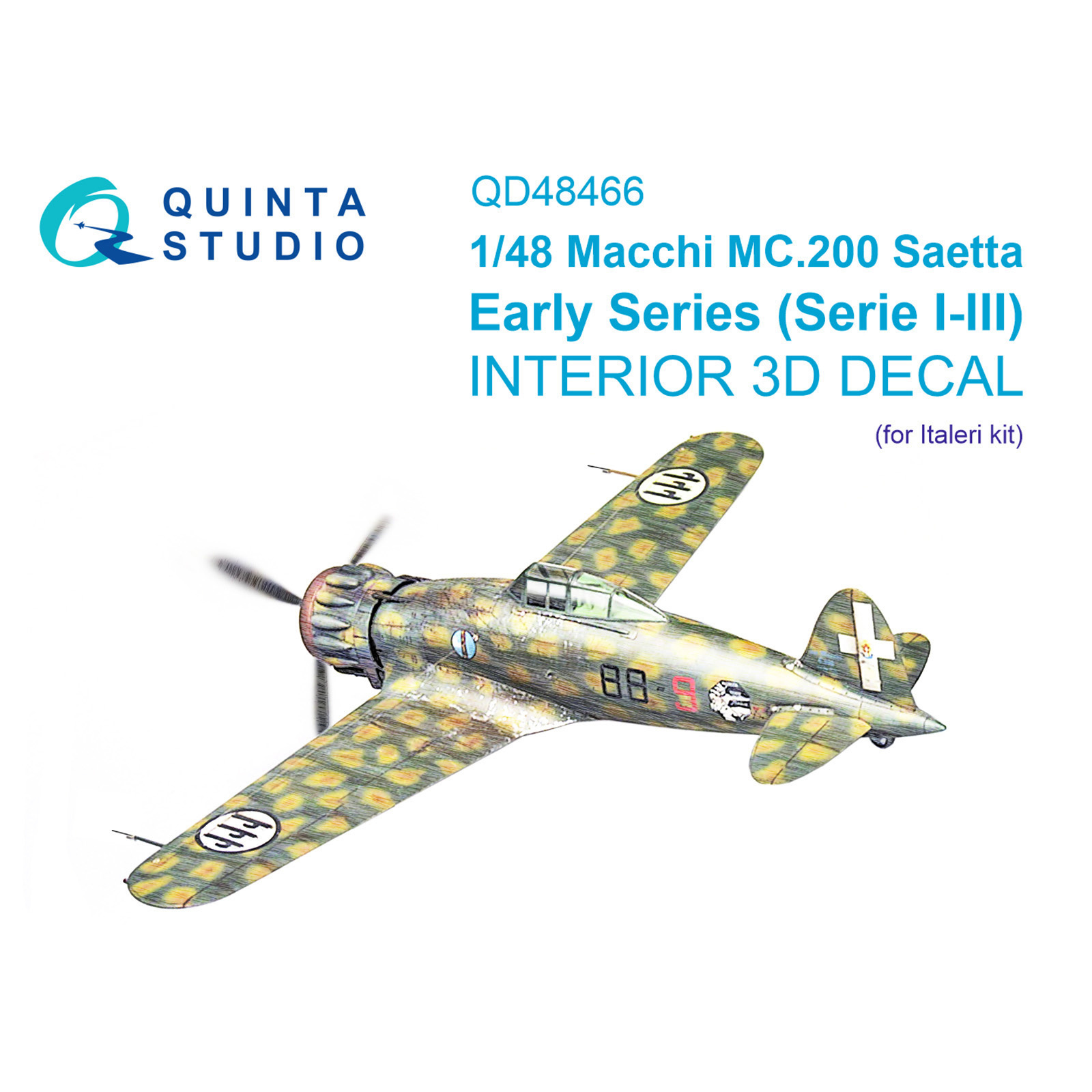QD48466 Quinta Studio 1/48 3D Декаль интерьера кабины Macchi MC.200 Saetta (Ранний) (Italeri)