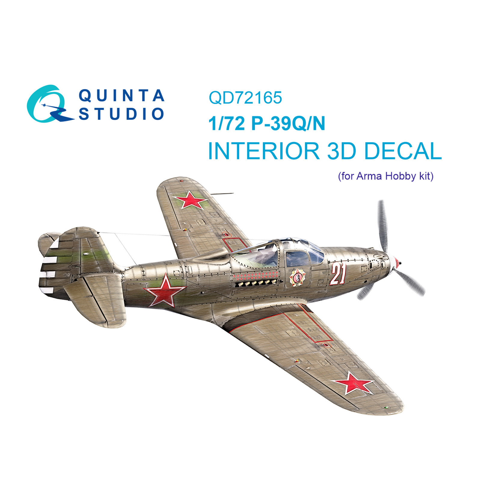 QD72165 Quinta Studio 1/72 3D Декаль интерьера кабины P-39Q/N Airacobra (Arma Hobby)