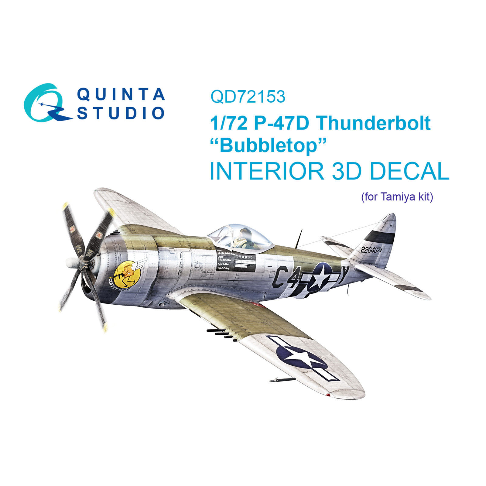 QD72153 Quinta Studio 1/72 3D Декаль интерьера кабины P-47D Thunderbolt Bubbletop (Tamiya)