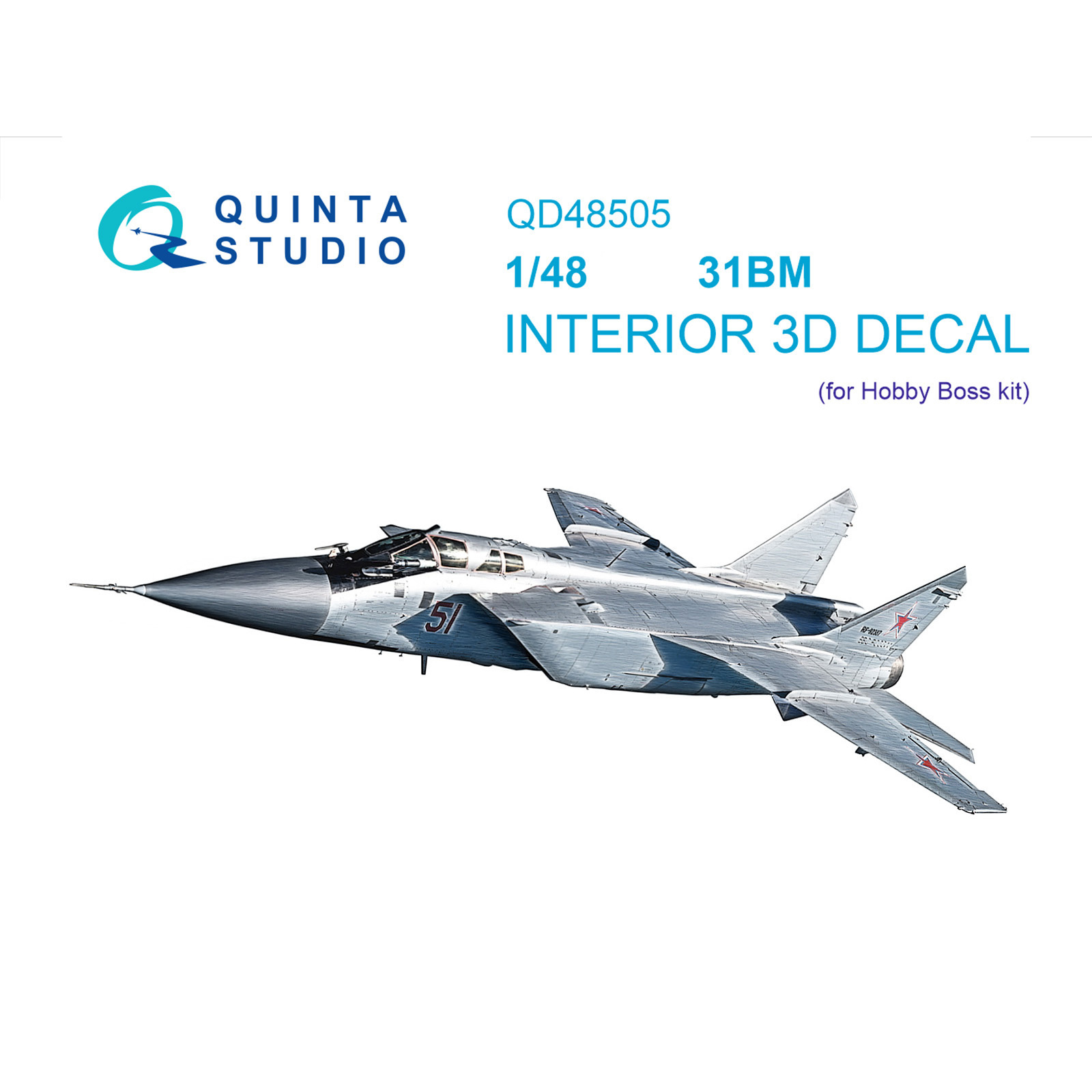 QD48505 Quinta Studio 1/48 3D Декаль интерьера кабины MiGG-31БМ (Hobby Boss)