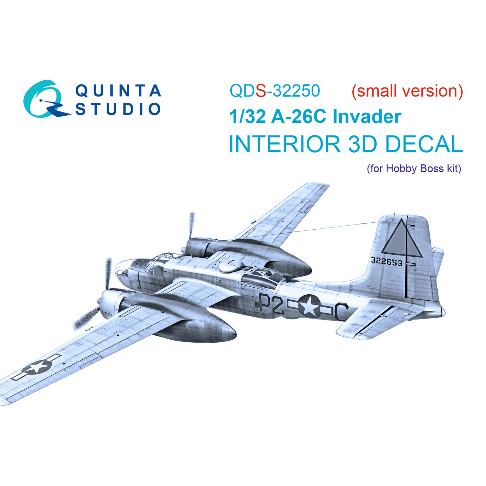 QDS-32250 Quinta Studio 1/32 3D Декаль интерьера кабины A-26C Invader (HobbyBoss) (малая версия)