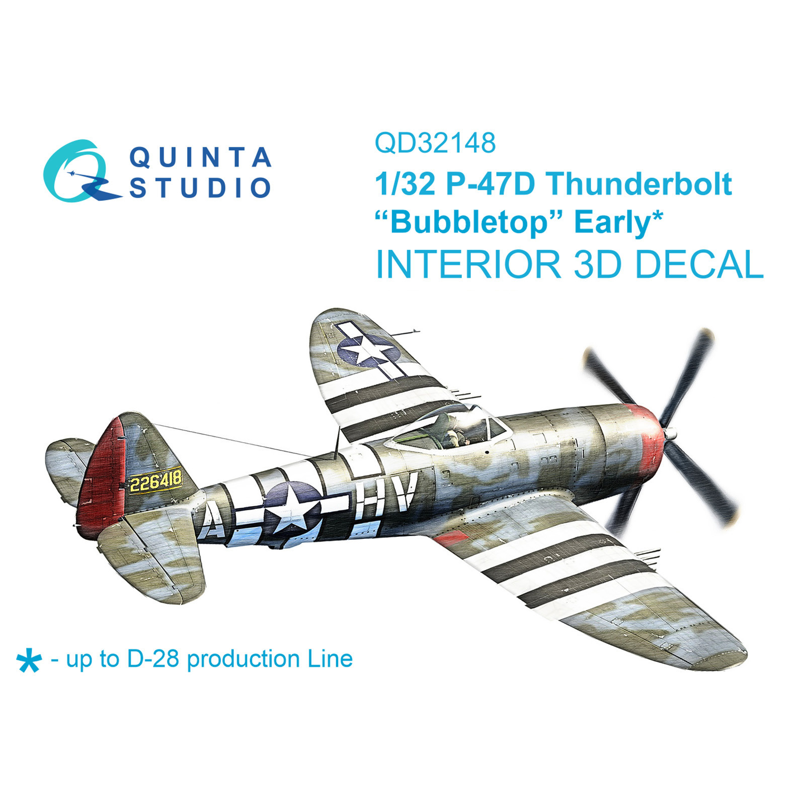 QD32148 Quinta Studio 1/32 3D Декаль интерьера кабины P-47D Thunderbolt Bubbletop Early (Трубач)