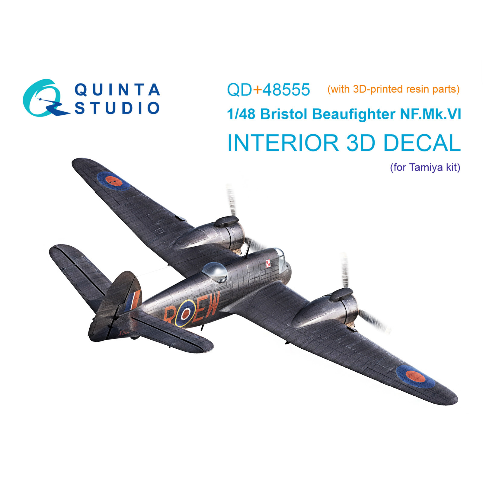 QD+48555 Quinta Studio 1/48 3D Декаль интерьера кабины Bristol Beaufighter NF.Mk.VI (Tamiya) (с 3D-печатными деталями)