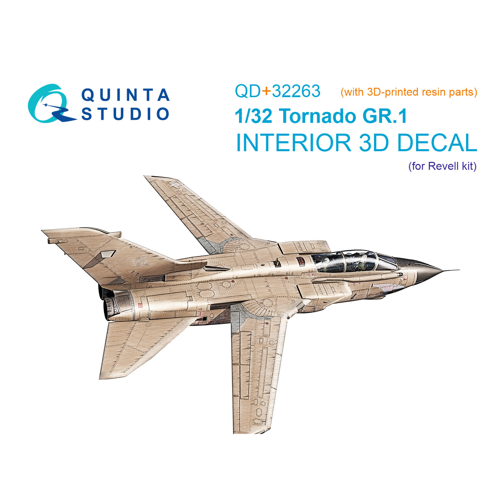 QD+32263 Quinta Studio 1/32 3D Декаль интерьера кабины Tornado GR.1 (Revell) (с 3D-печатными деталями)
