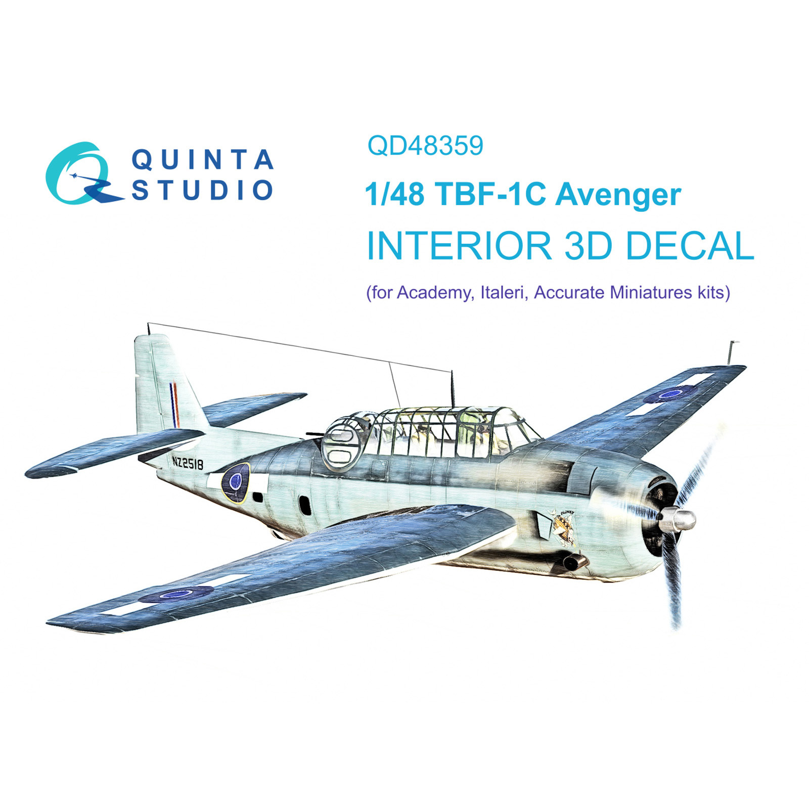 QD48359 Quinta Studio 1/48 3D Декаль интерьера кабины TBF-1 Avenger (Academy)