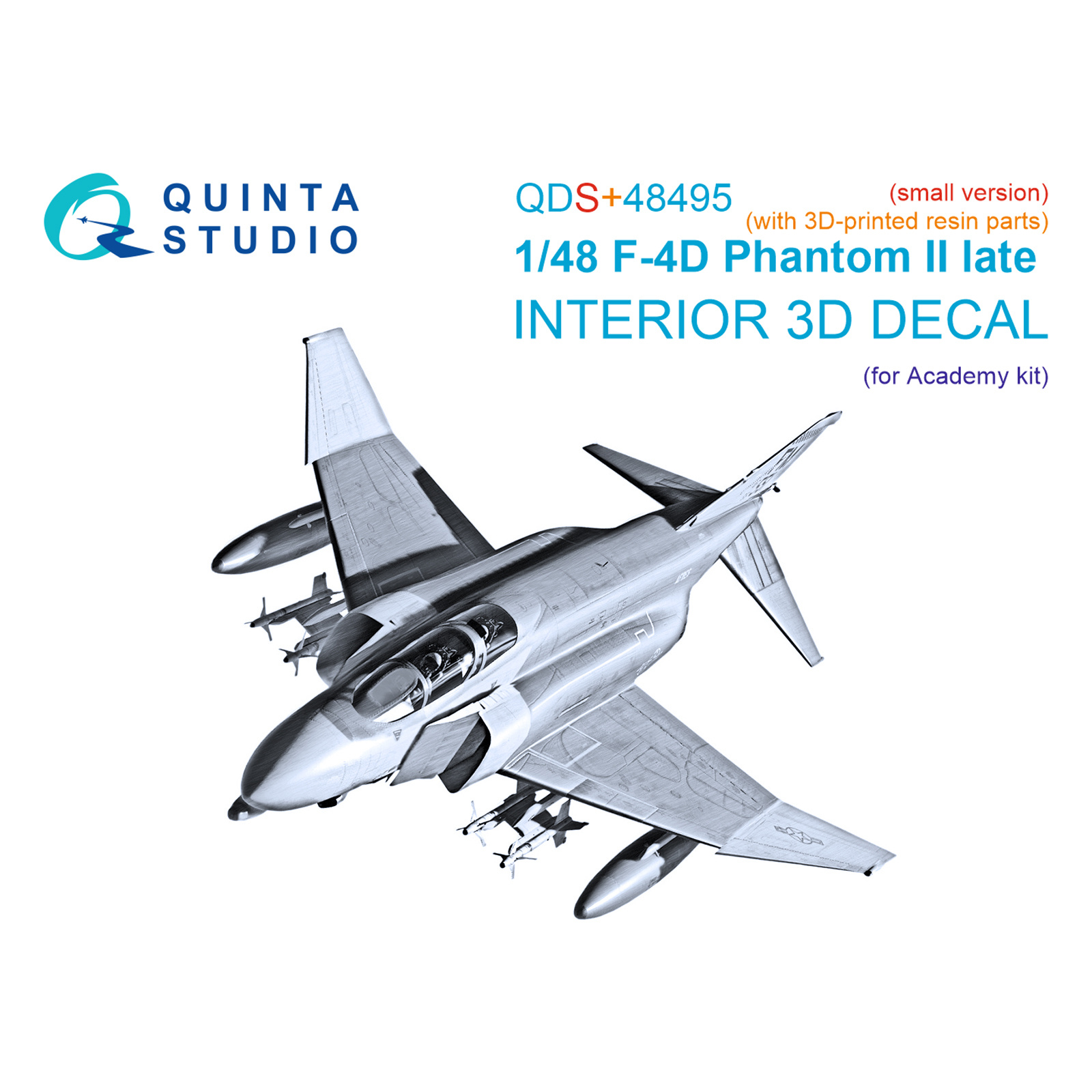 QDS+48495 Quinta Studio 1/48 3D Декаль интерьера для F-4D late Phantom II (Academy) (малая версия) (с 3D-печатными деталями)