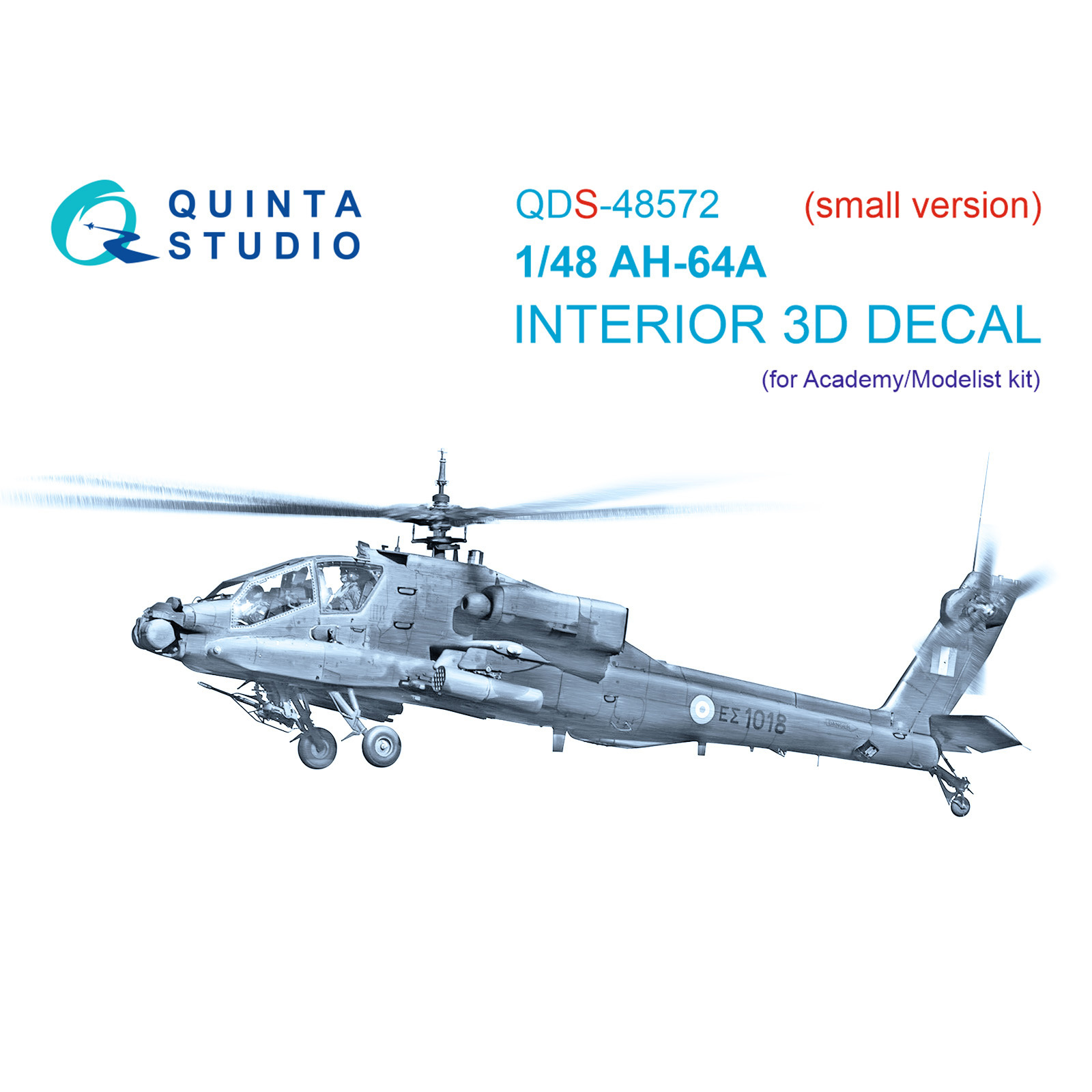 QDS-48572 Quinta Studio 1/48 3D Декаль интерьера кабины AH-64A (Academy/Modelist)