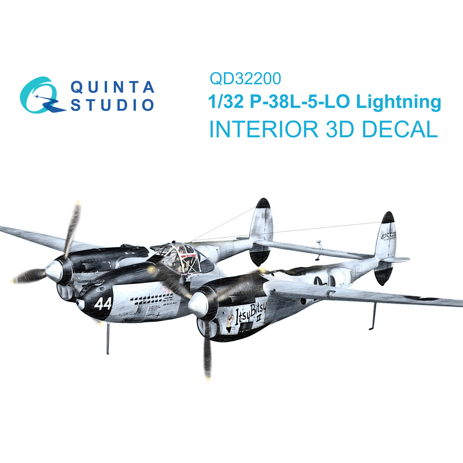 QD32200 Quinta Studio 1/32 3D Декаль интерьера кабины P-38L-5-LO Lightning (Трубач/Hobbycraft)