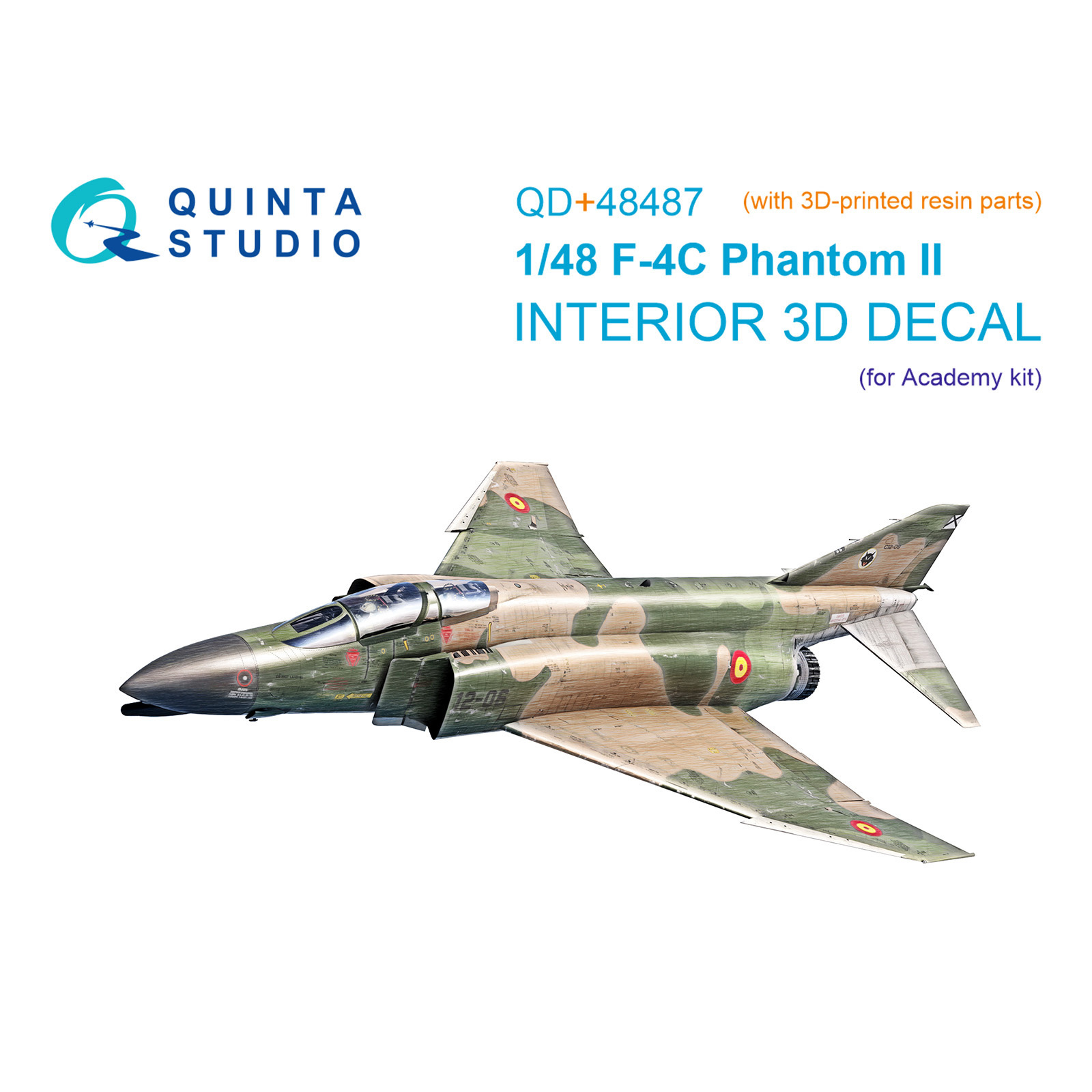 QD+48487 Quinta Studio 1/48 3D Декаль интерьера для F-4C Phantom II (Academy) (с 3D-печатными деталями)