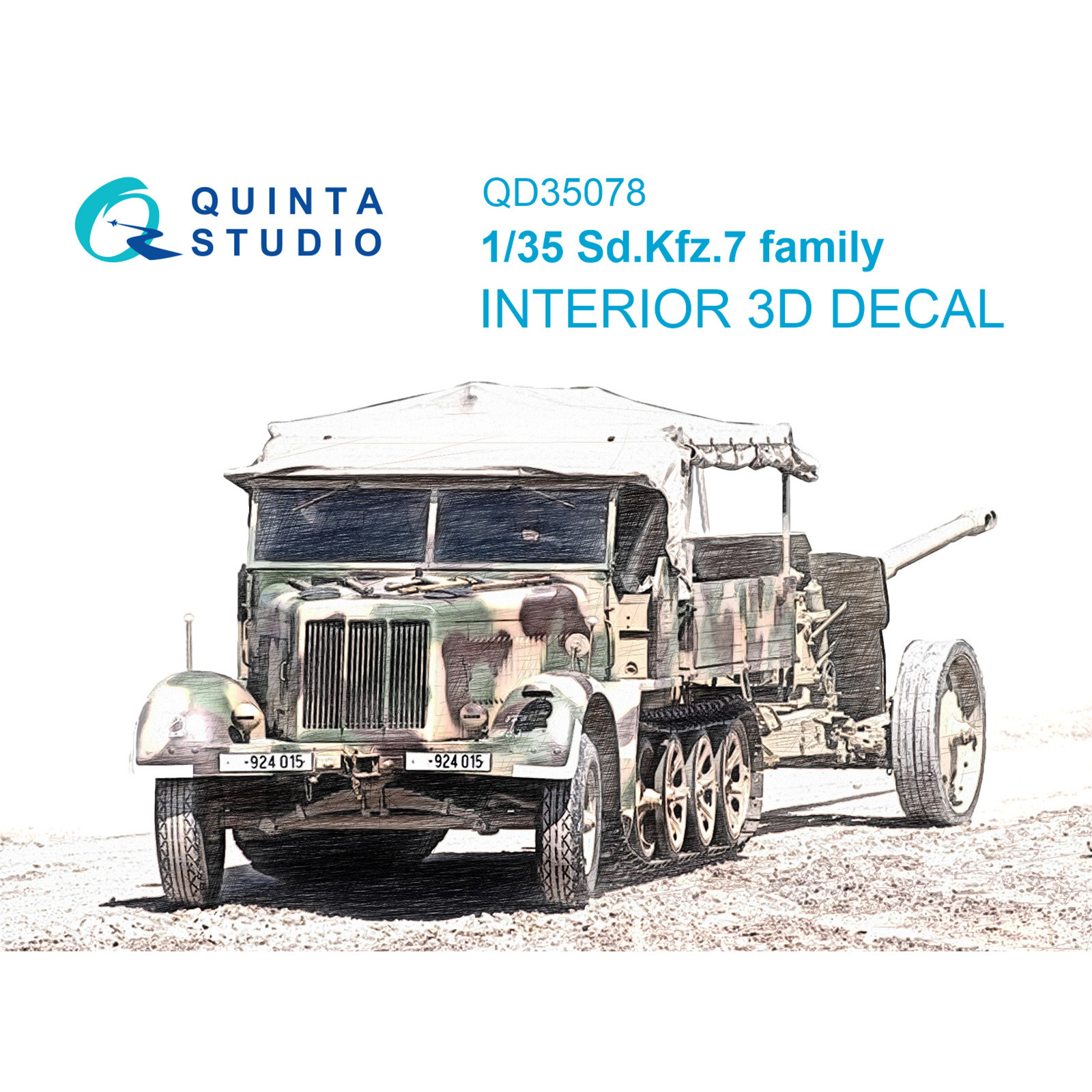 QD35078 Quinta Studio 1/35 3D Декаль интерьера кабины Sd.Kfz.7 family (Трубач)