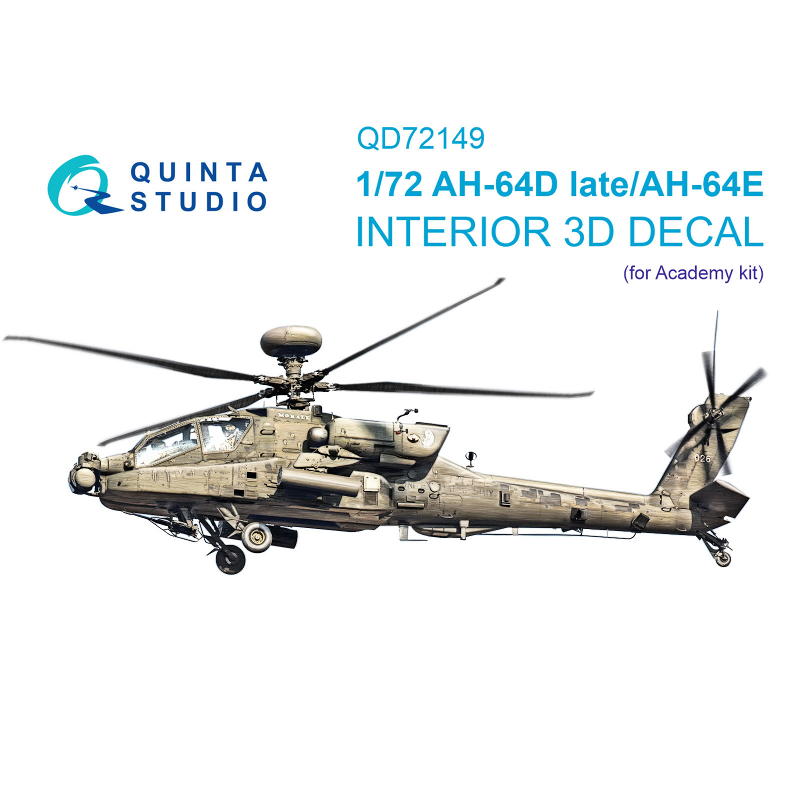 QD72149 Quinta Studio 1/72 3D Декаль интерьера кабины AH-64D поздний/AH-64E (Academy)