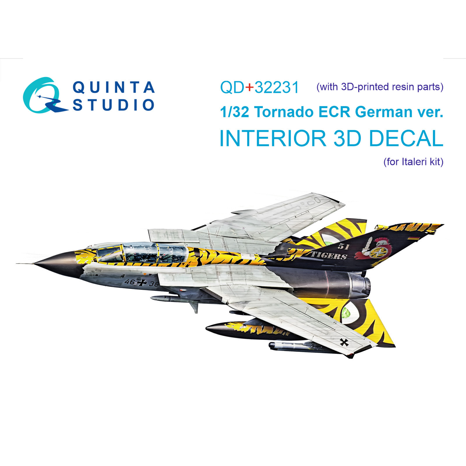 QD+32231 Quinta Studio 1/32 3D Декаль интерьера кабины Tornado ECR German (Italeri) (с 3D-печатными деталями)