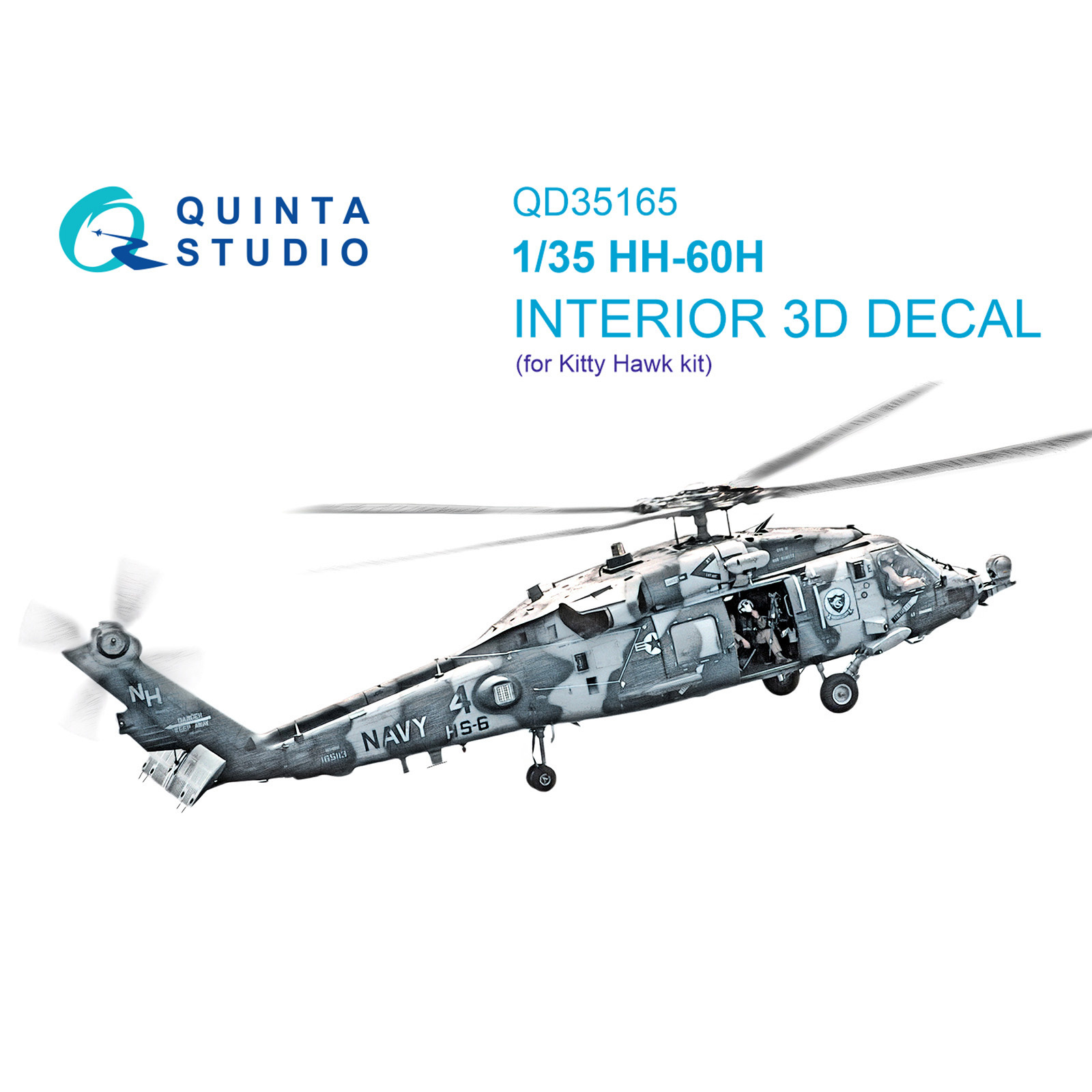 QD35165 Quinta Studio 1/35 3D Декаль интерьера кабины HH-60H Rescue Hawk (Kitty Hawk)