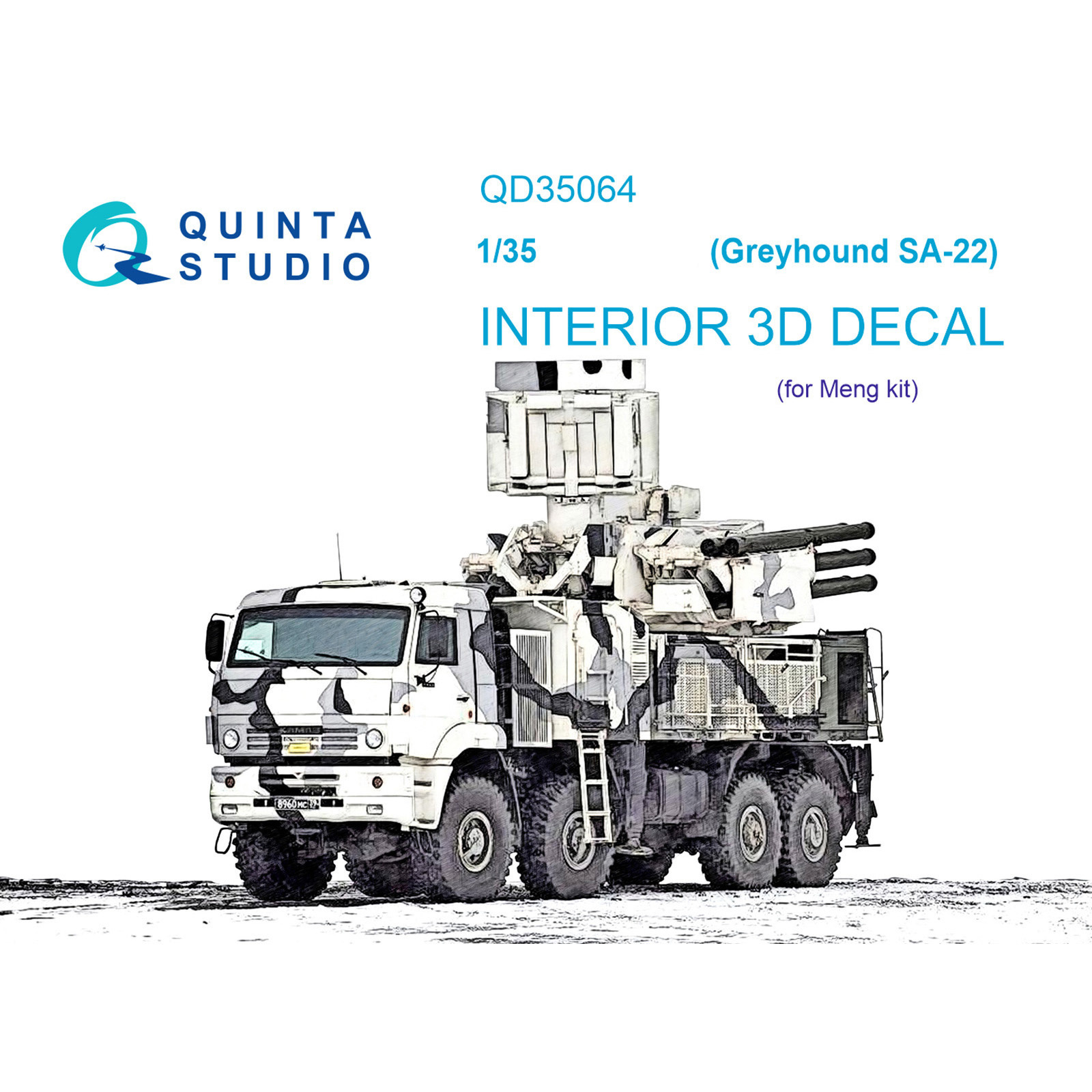 QD35064 Quinta Studio 1/35 3D Декаль интерьера кабины ЗРПК 9к6 (SA-22 Greyhound) (Meng)