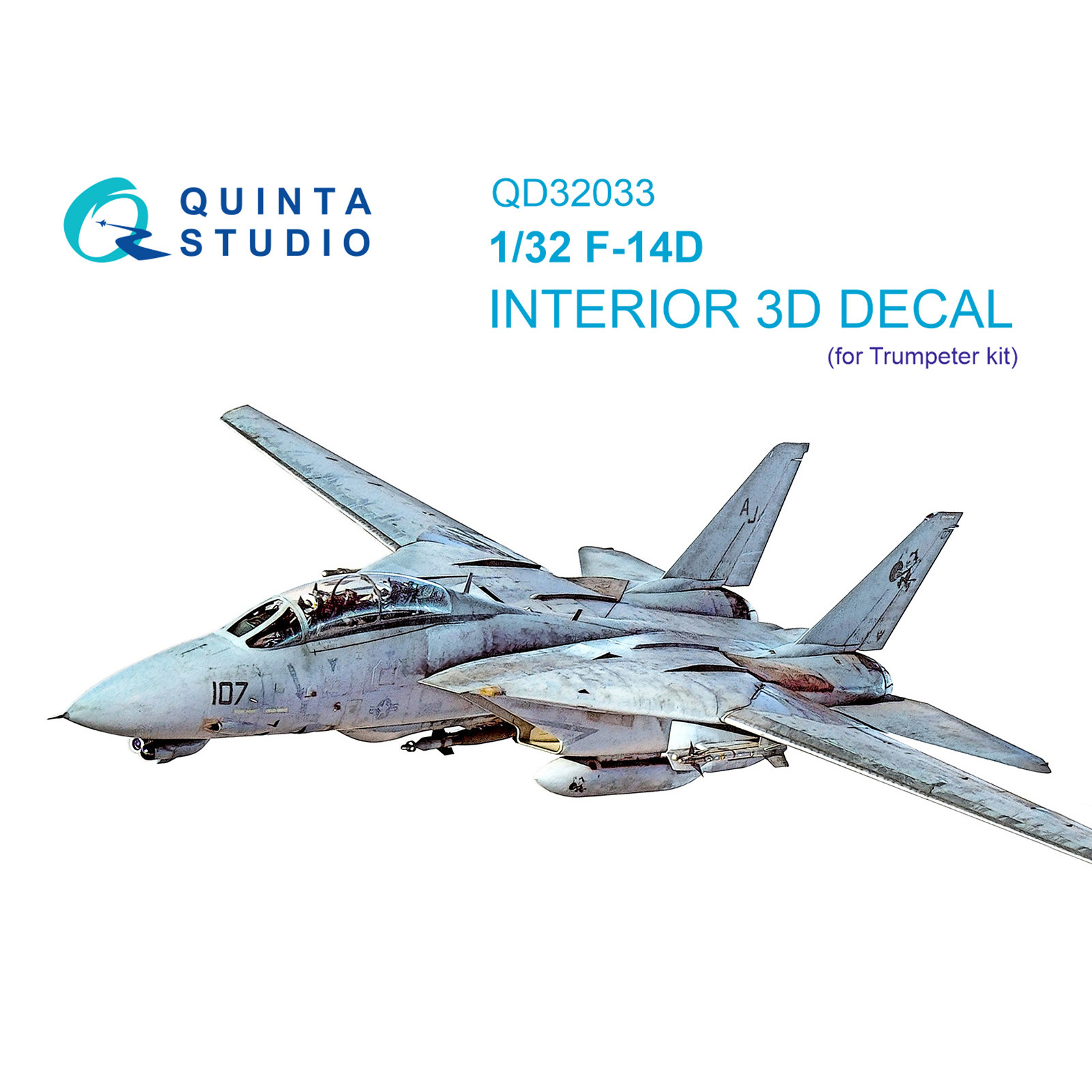 QD32033 Quinta Studio 1/32 3D Декаль интерьера кабины F-14D (Трубач)
