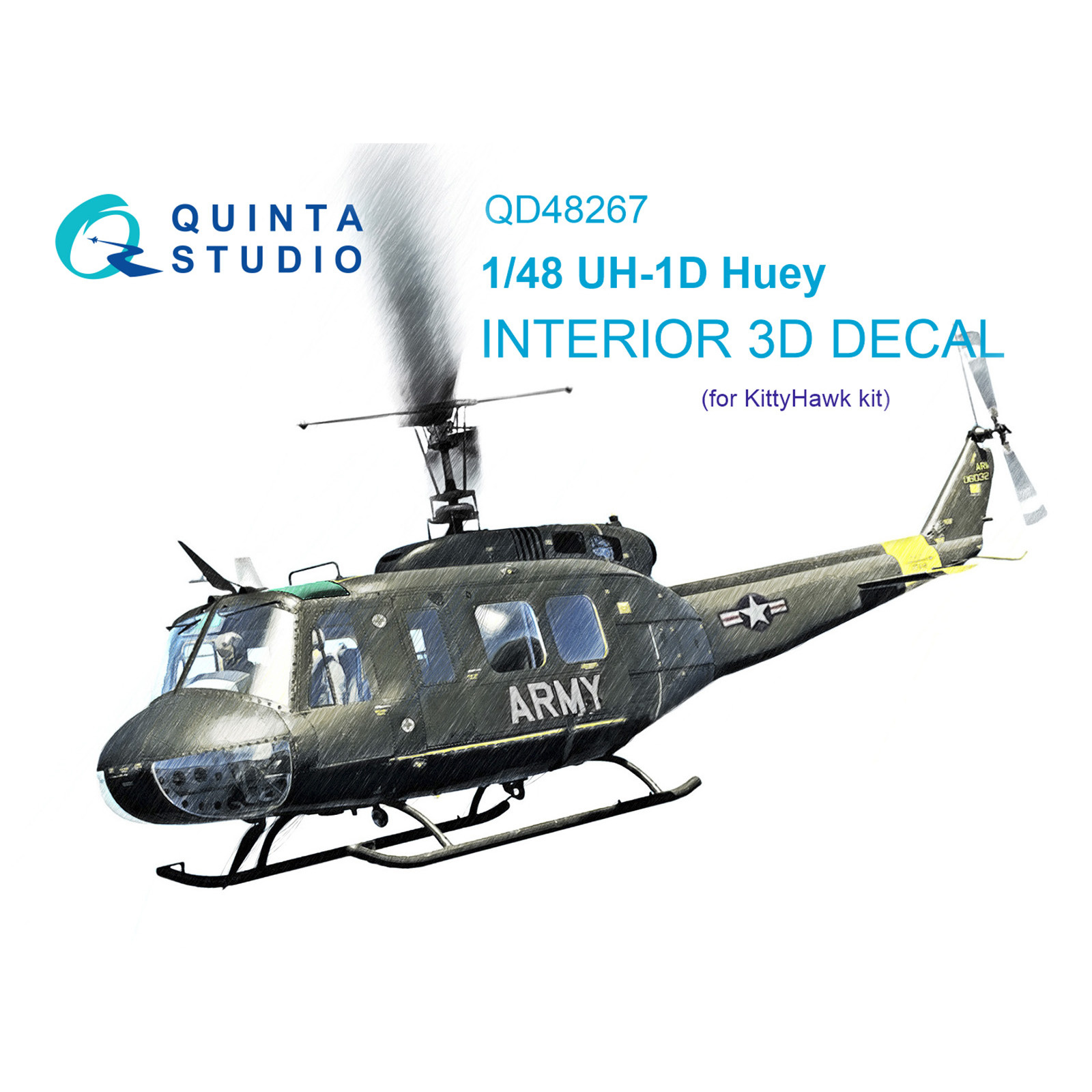 QD48267 Quinta Studio 1/48 3D Декаль интерьера UH-1D (KittyHawk)