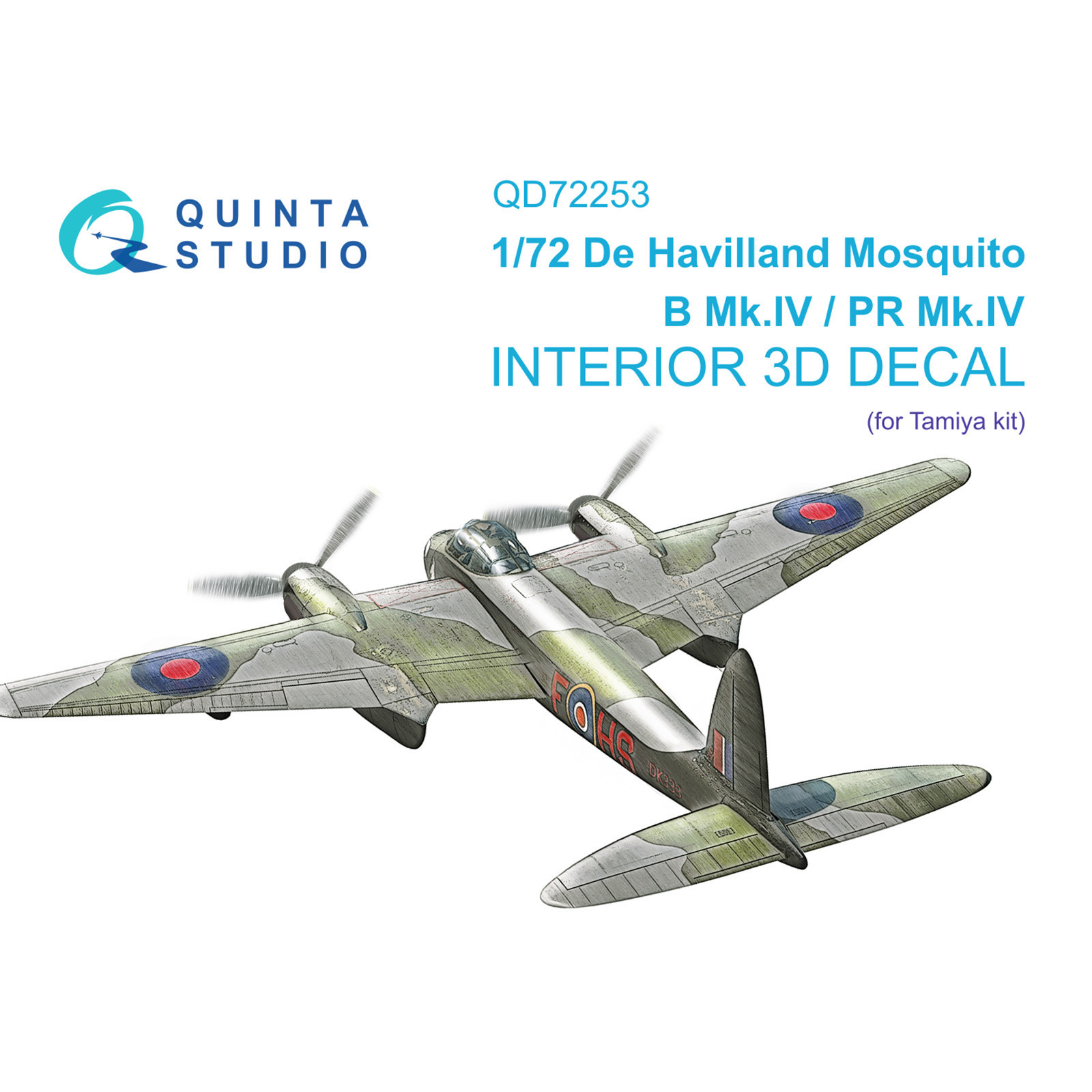 QD72253 Quinta Studio 1/72 3D Декаль интерьера кабины DH Mosquito B Mk.IV/PR Mk.IV (Tamiya)