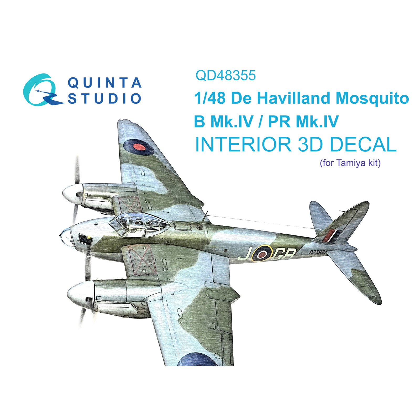 QD48355 Quinta Studio 1/48 3D Декаль интерьера кабины DH Mosquito B Mk.IV/PR Mk.IV (Tamiya)