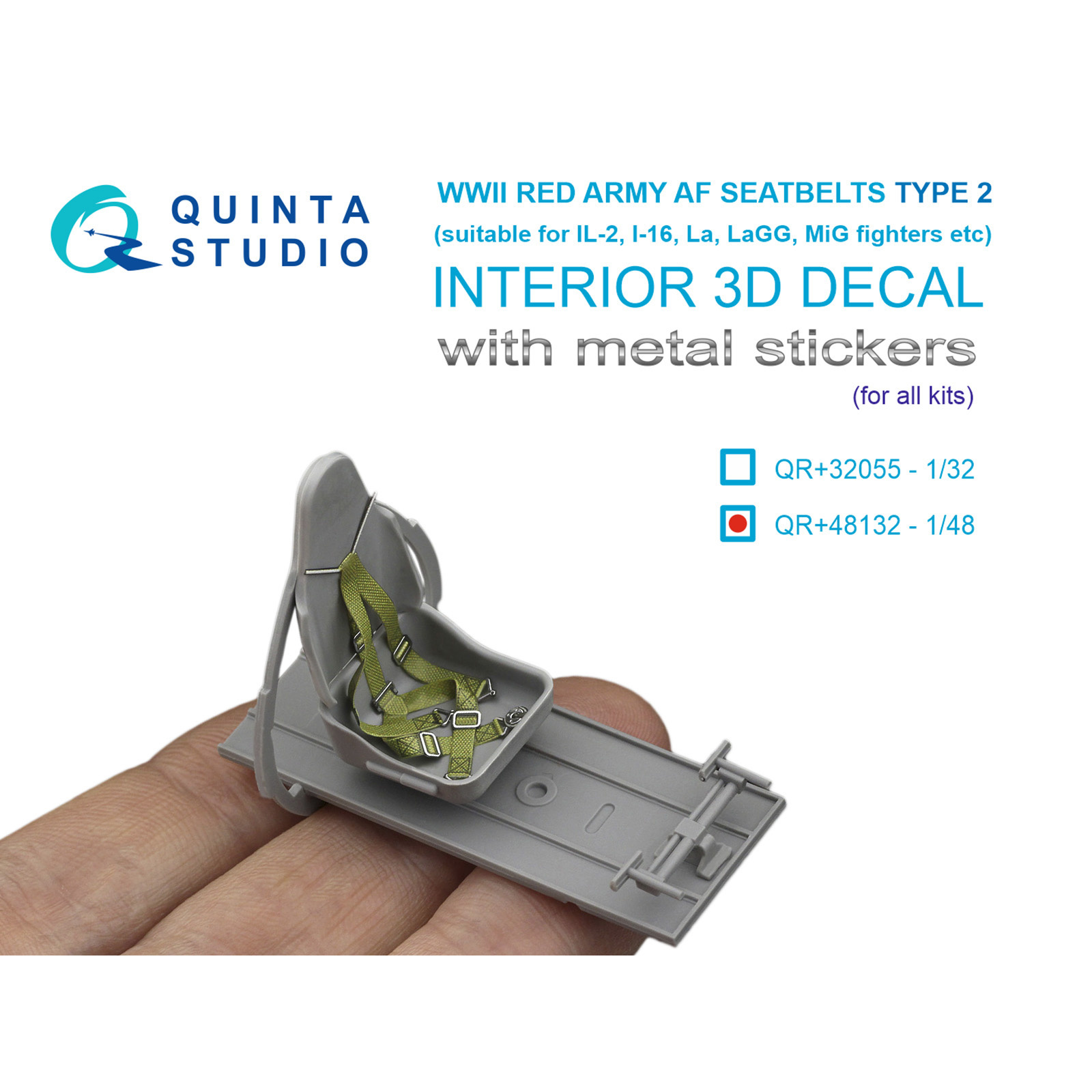 QR+48132 Quinta Studio 1/48 Комплект ремней для самолета ВВС РККА тип 1, ВОВ (с металлическими пряжками) (для всех моделей)