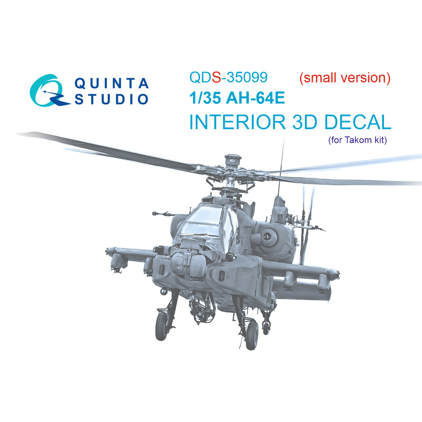 QDS-35099 Quinta Studio 1/35 3D Декаль интерьера кабины AH-64E (Takom) (Малая версия)