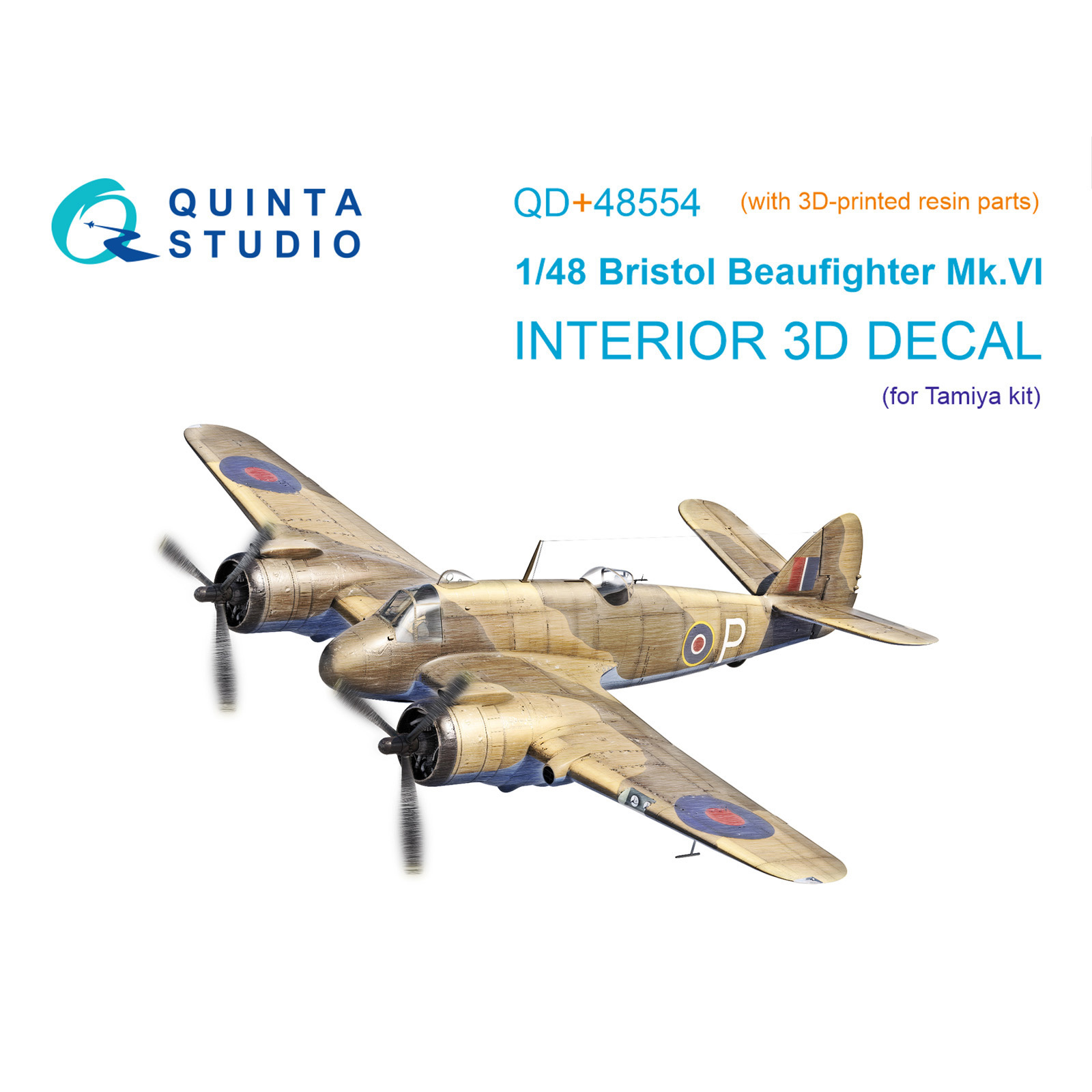 QD+48554 Quinta Studio 1/48 3D Декаль интерьера кабины Bristol Beaufighter Mk.VI (Tamiya) (с 3D-печатными деталями)
