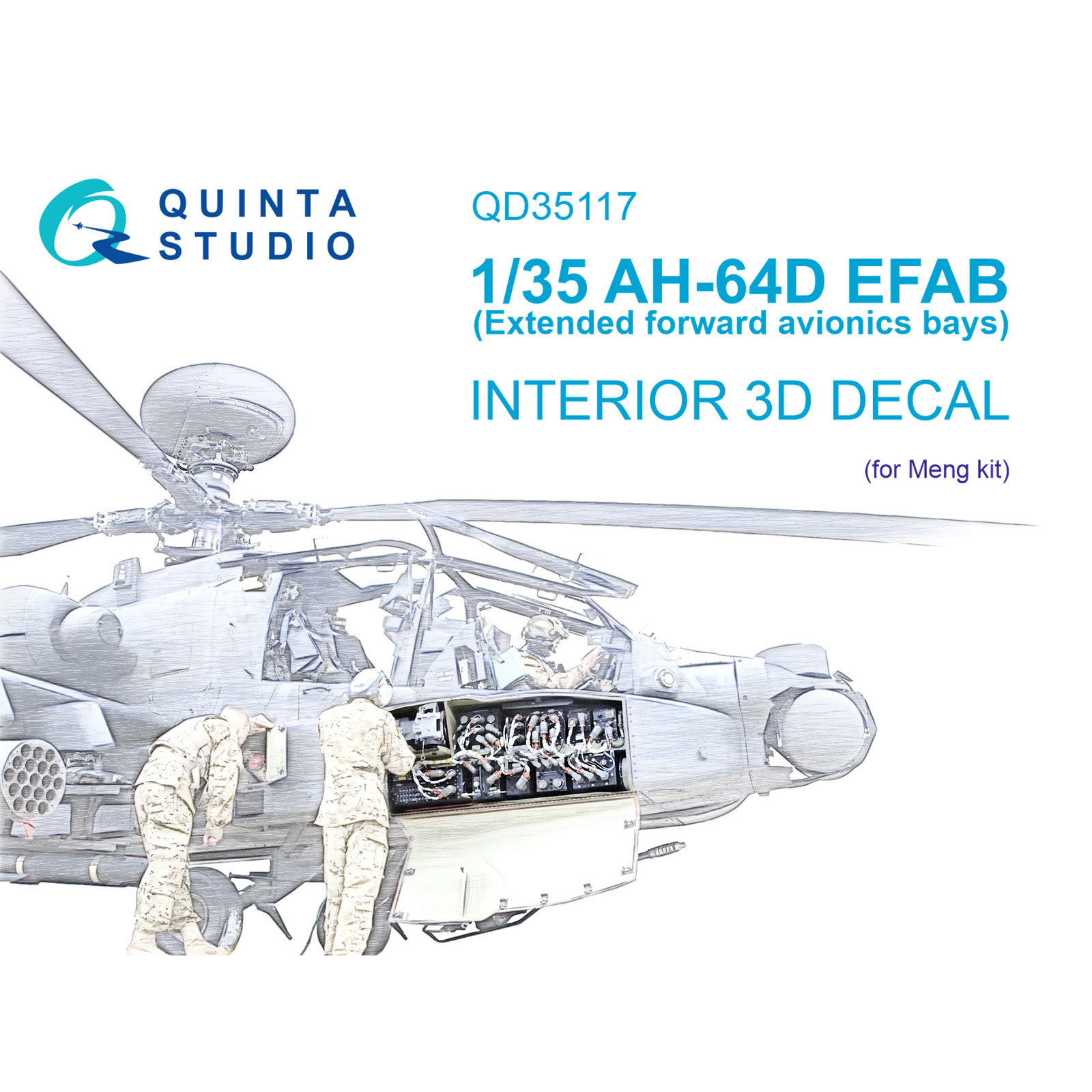QD35117 Quinta Studio 1/35 3D Декаль интерьера кабины AH-64D Расширенные передние отсеки авионики (Meng)