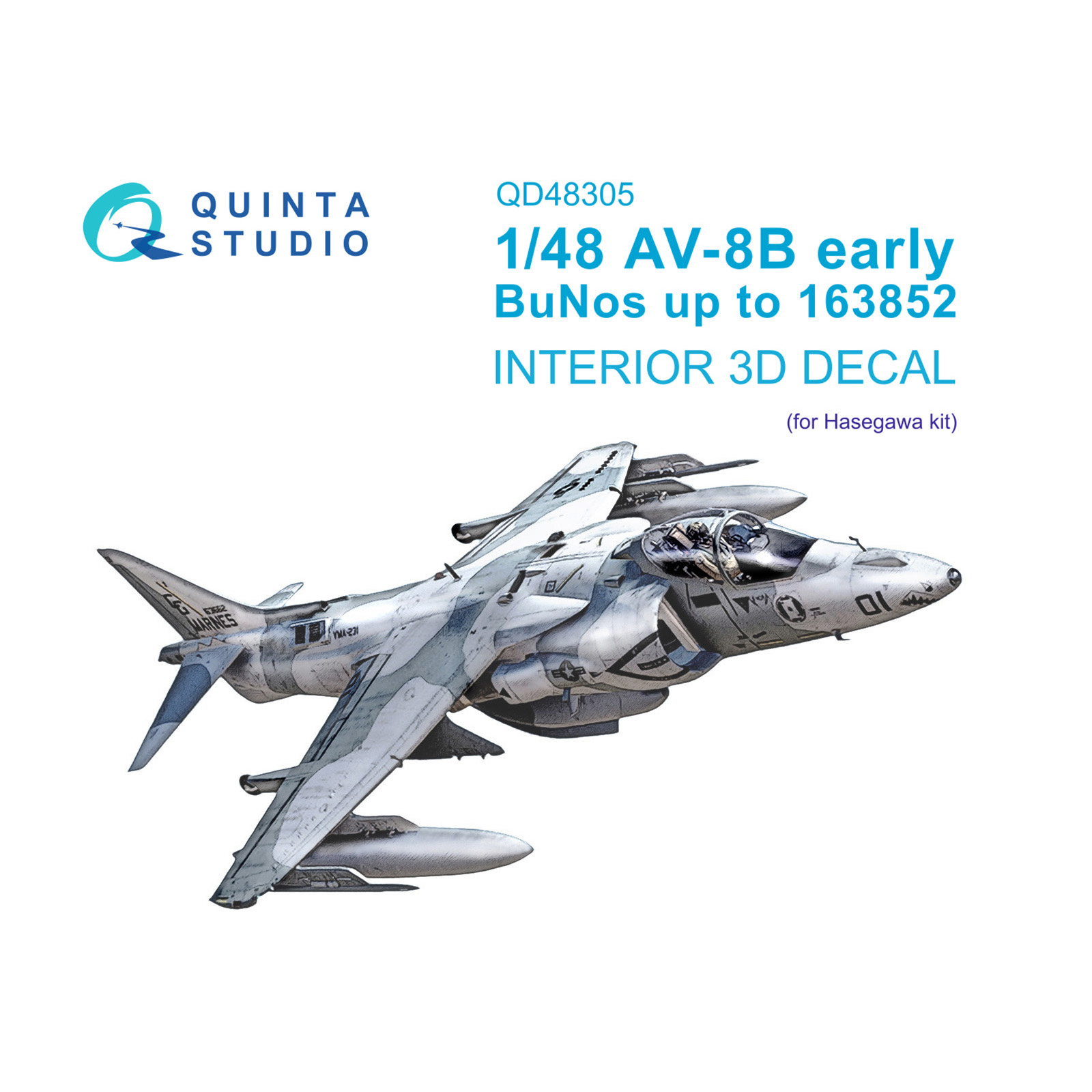 QD48305 Quinta Studio 1/48 3D Декаль интерьера кабины AV-8B Early (Hasegawa)