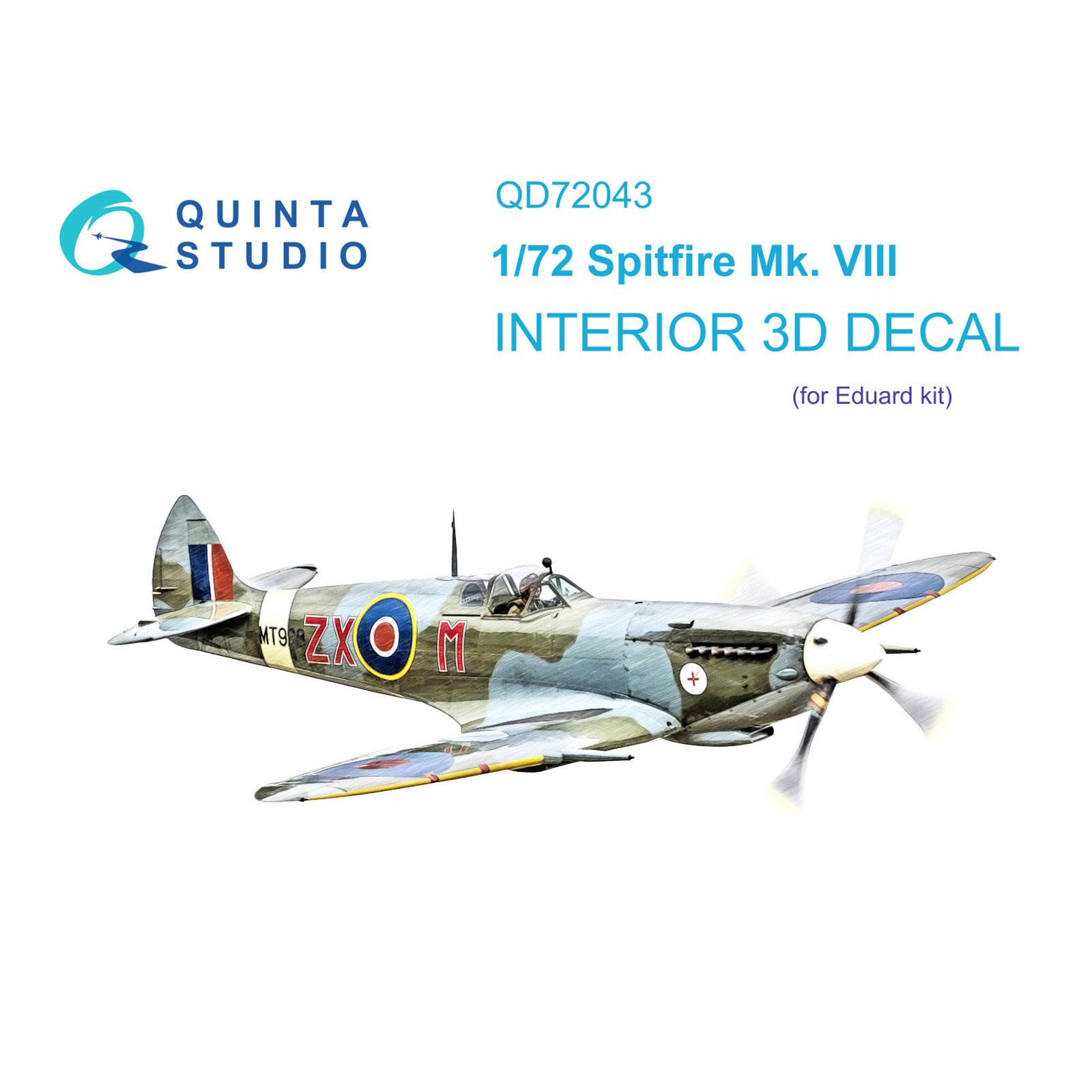 QD72043 Quinta Studio 1/72 3D Декаль интерьера кабины Spitfire Mk.VIII (Eduard)
