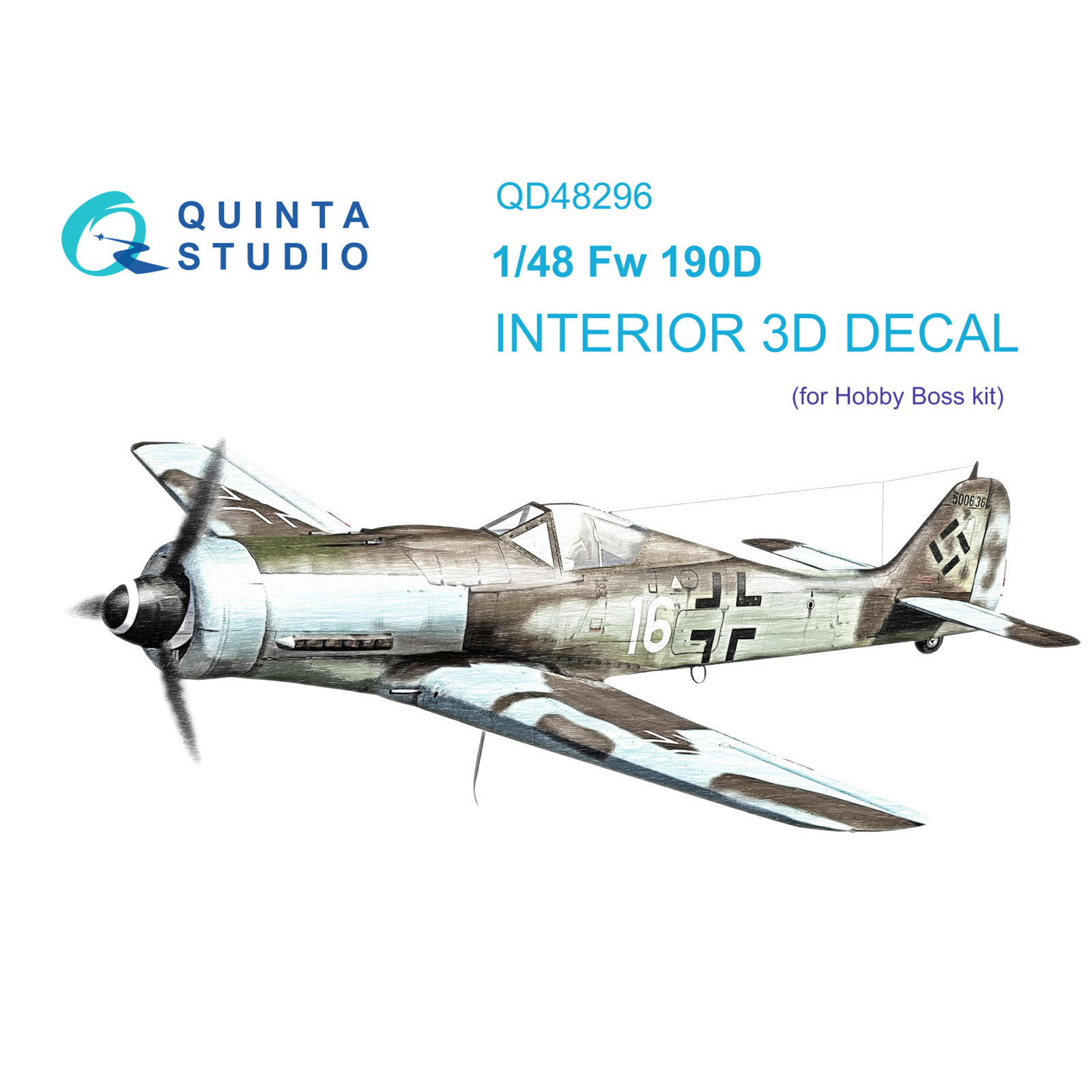 QD48296 Quinta Studio 1/48 3D Декаль интерьера кабины FW 190D-9 (HobbyBoss)