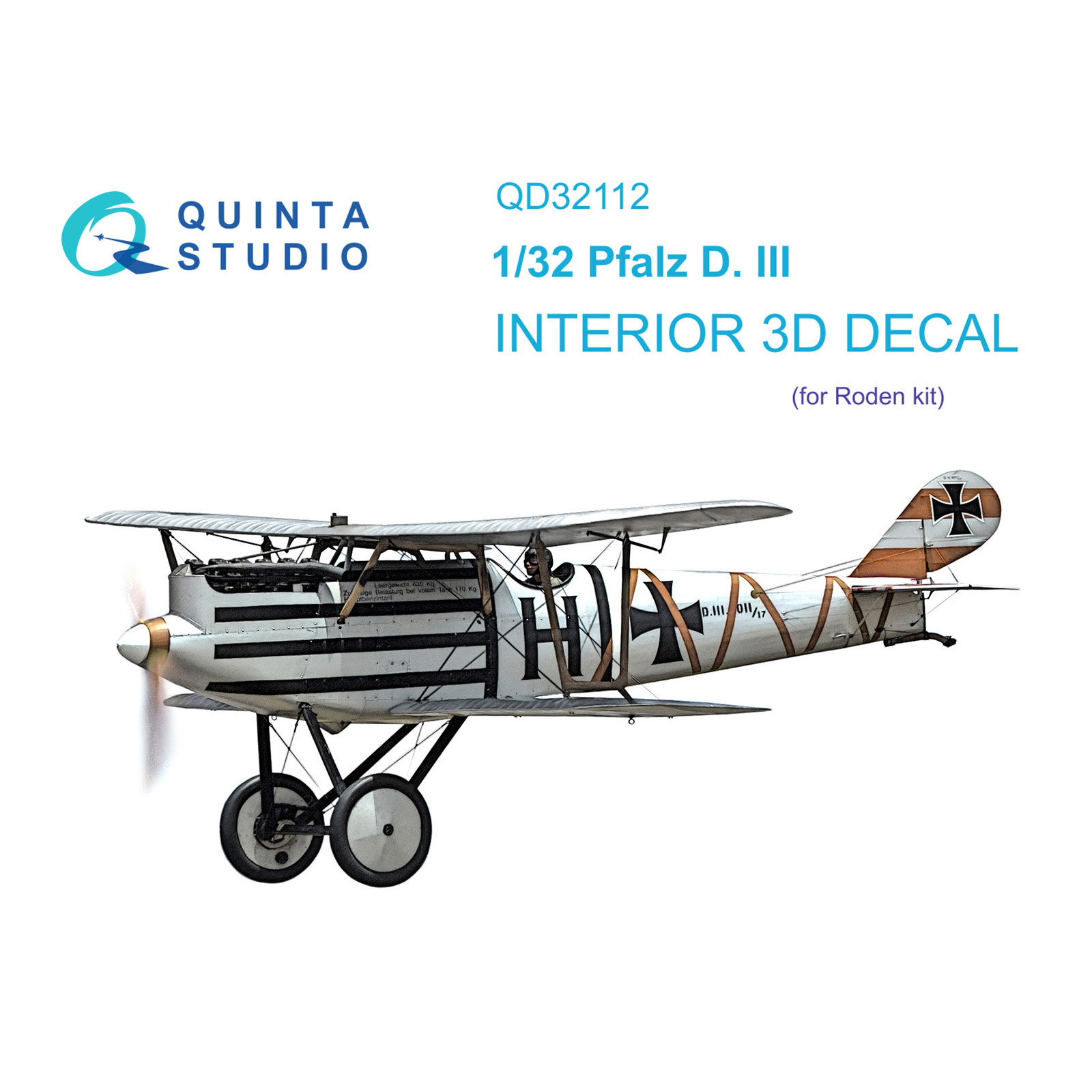QD32112 Quinta Studio 1/32 3D Декаль интерьера кабины Pfalz D.III (Roden)