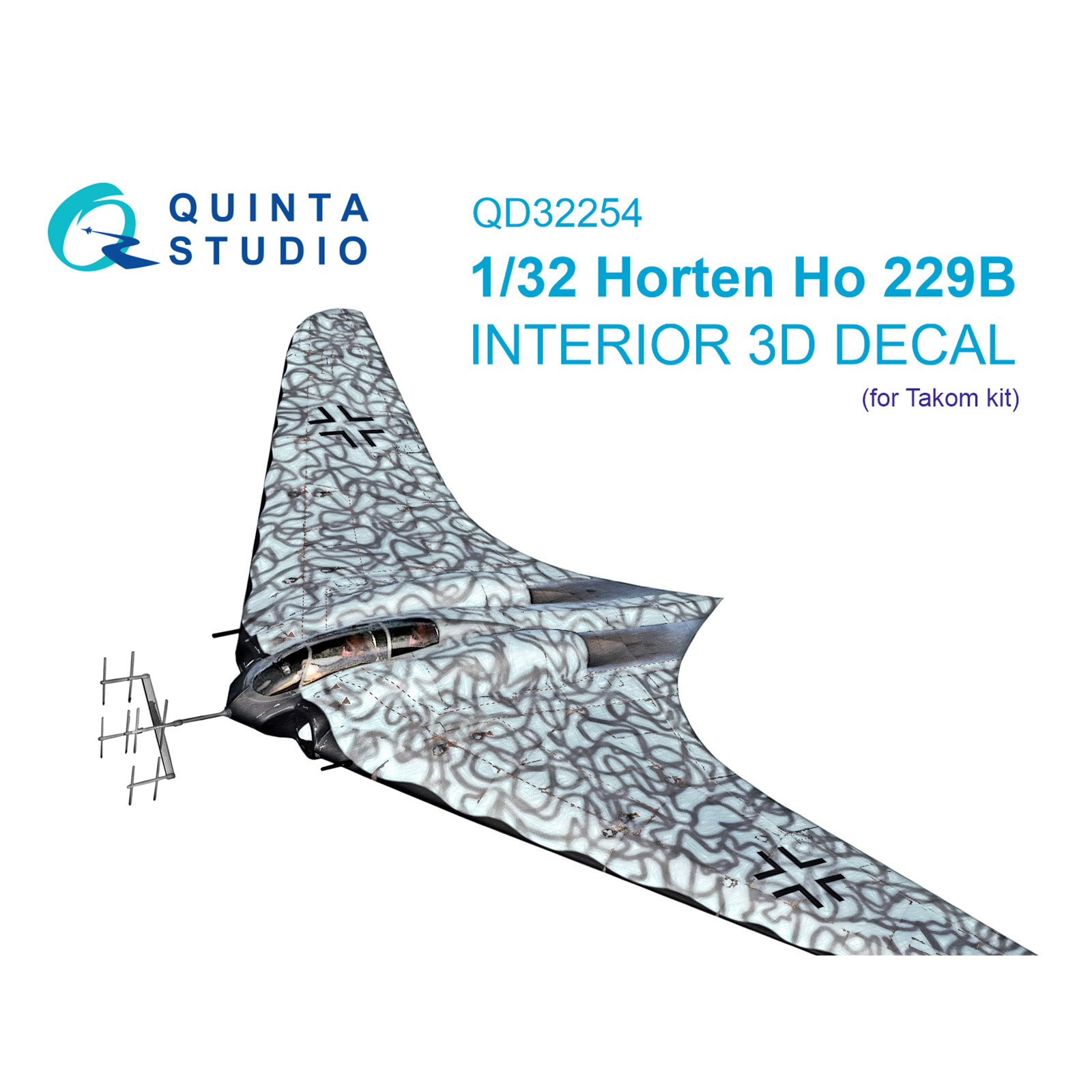 QD32254 Quinta Studio 1/32 3D Декаль интерьера кабины Horten Ho 229B (Takom)